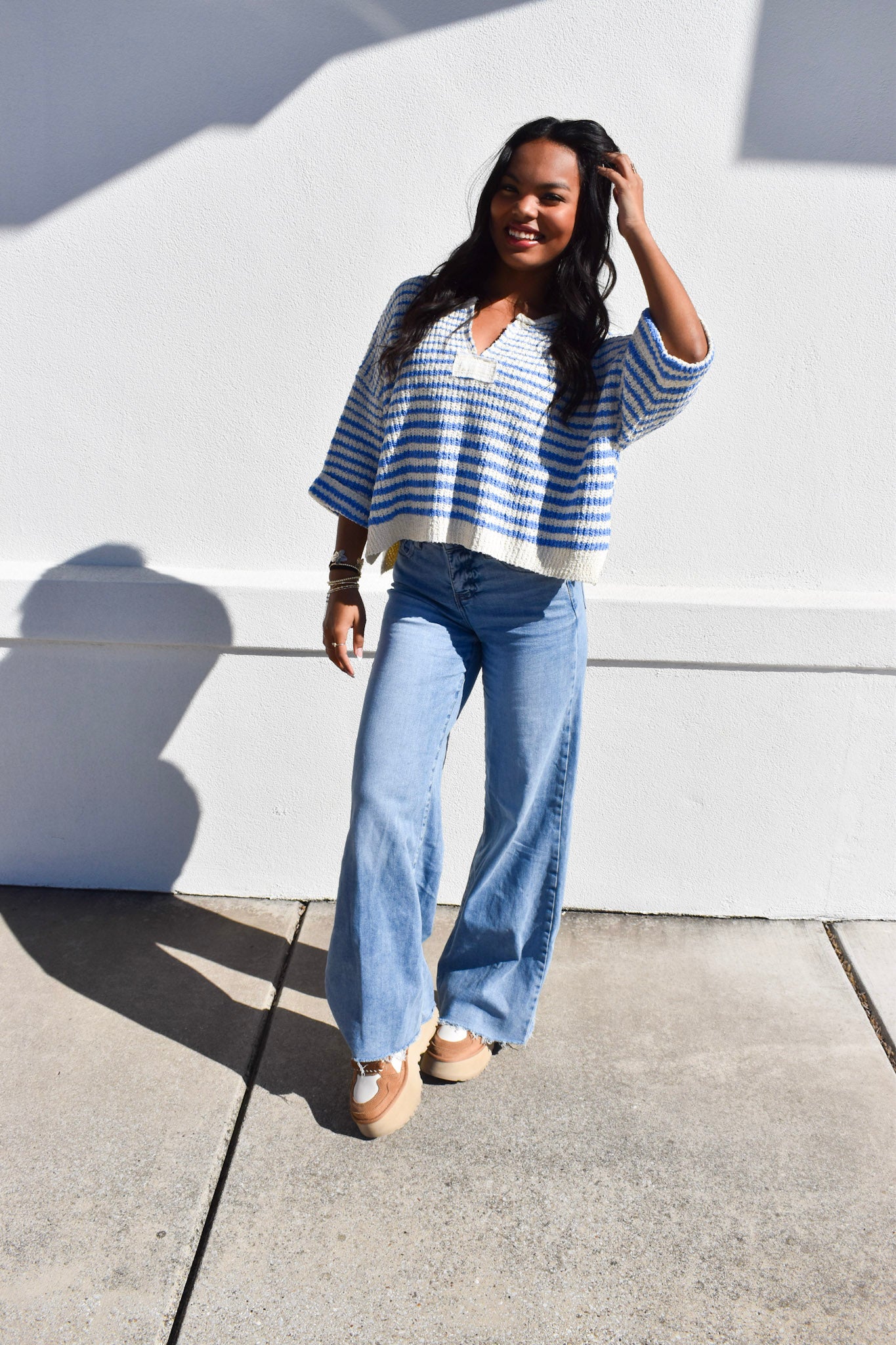 Ecru Stripe Knit Top