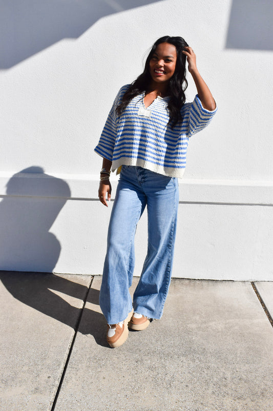 Ecru Stripe Knit Top