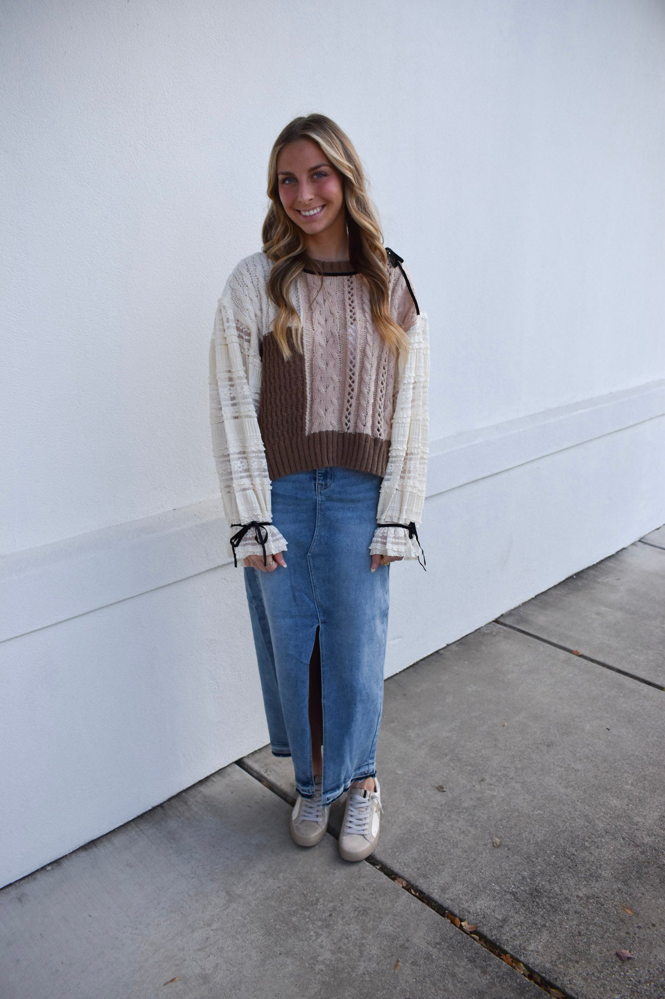 Lace Cable Twofer Sweater