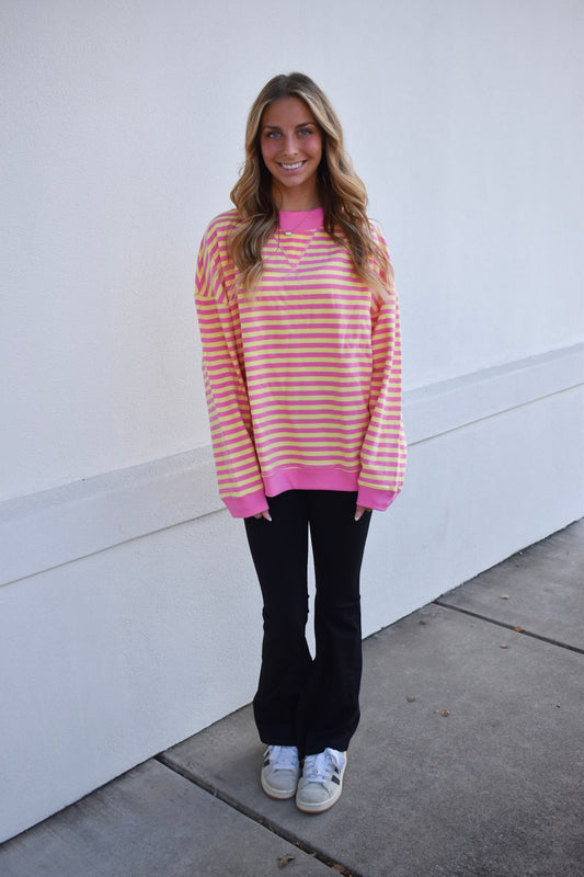 Pink Lemonade Striped Lounge Sweatshirt