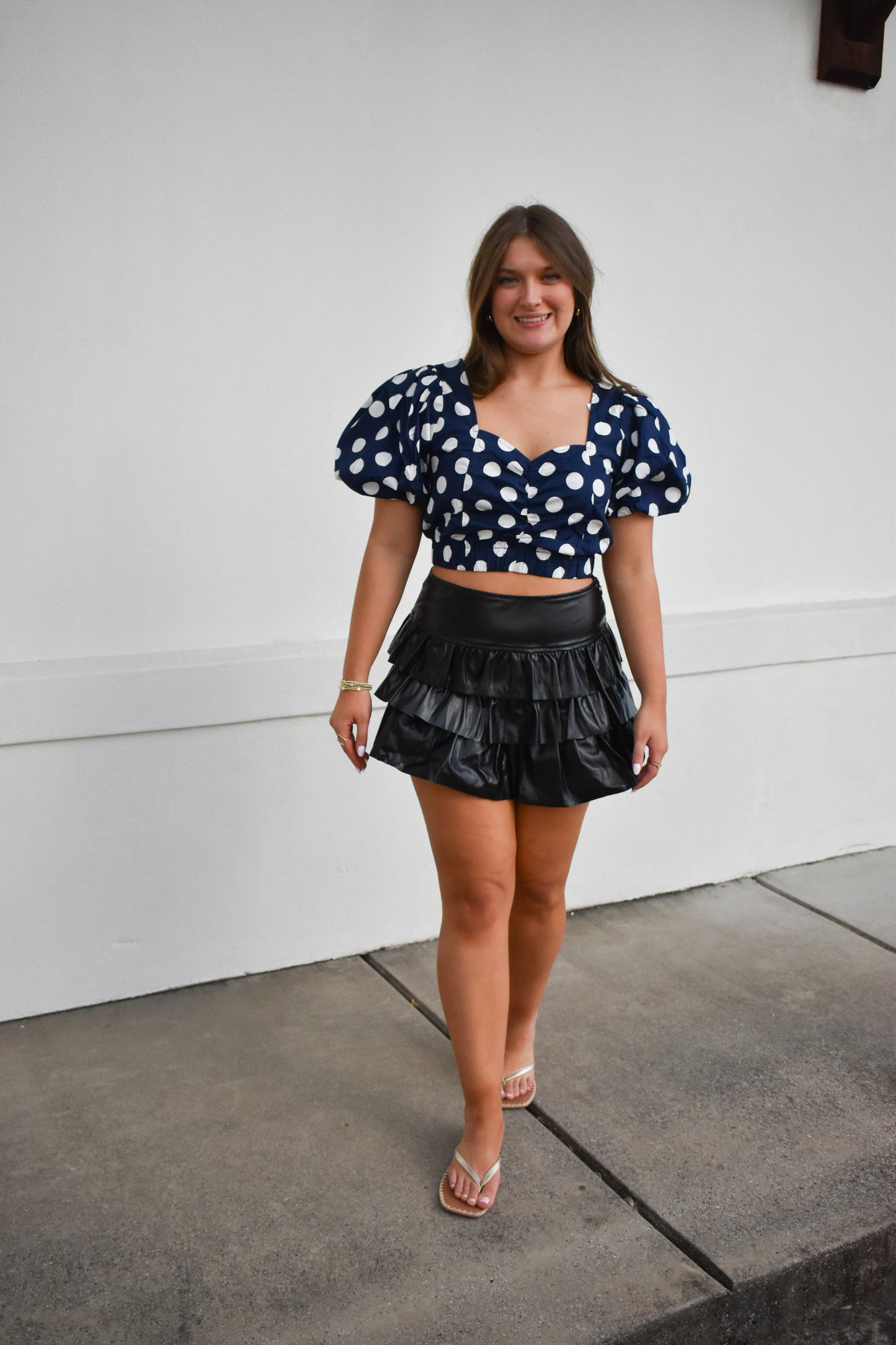 Cropped Polka Dot Bubble Top