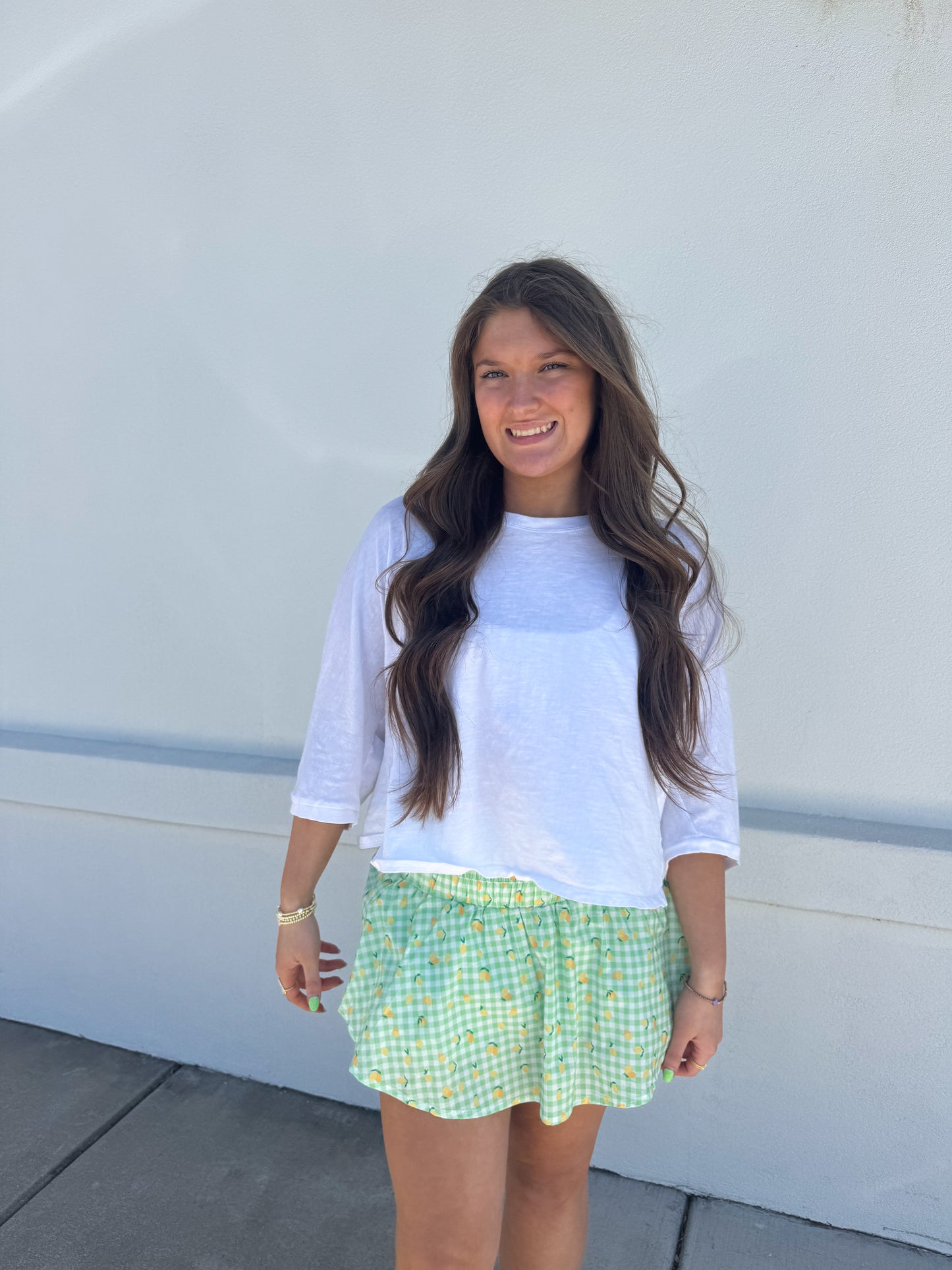 Gingham With Lemon Print Skort