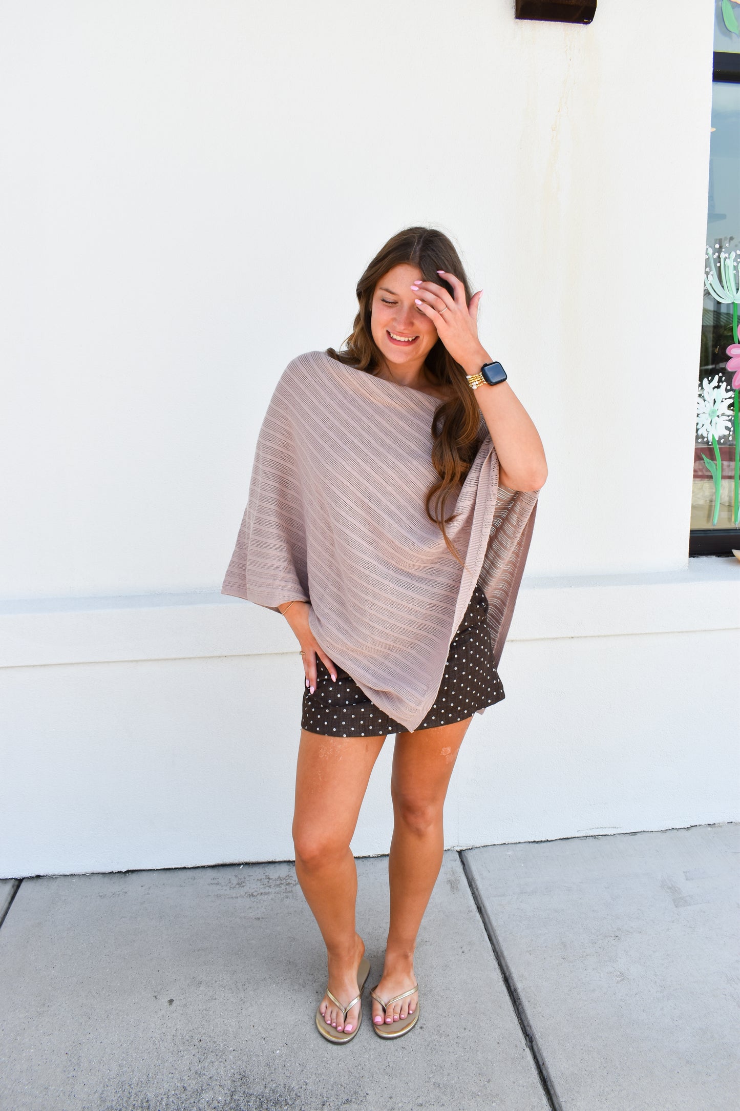 Lilia Asymmetrical Knit Poncho Top