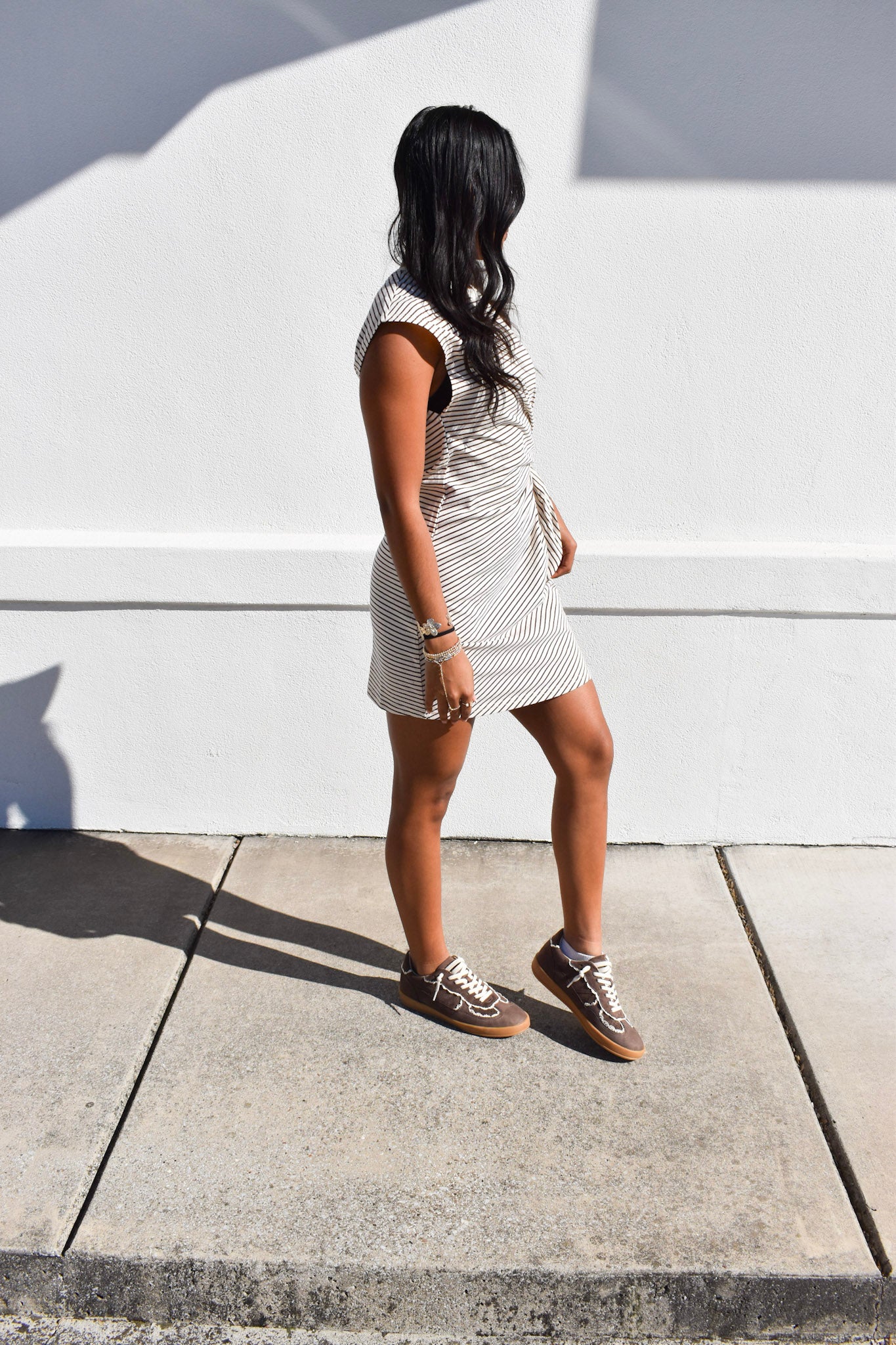 Choco/Cream Sleeveless Mini Dress