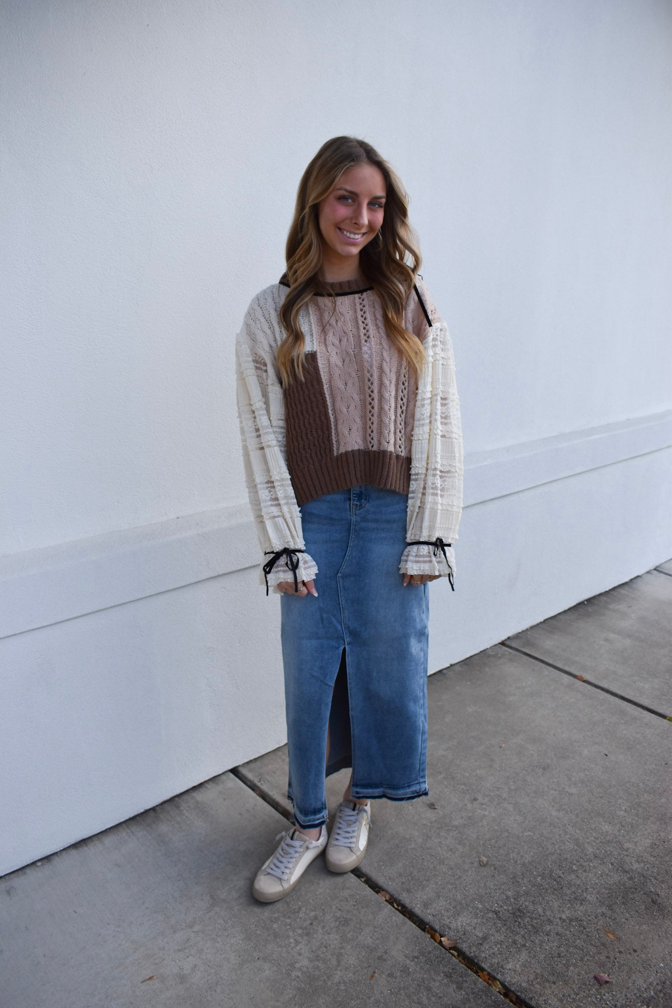 Lace Cable Twofer Sweater