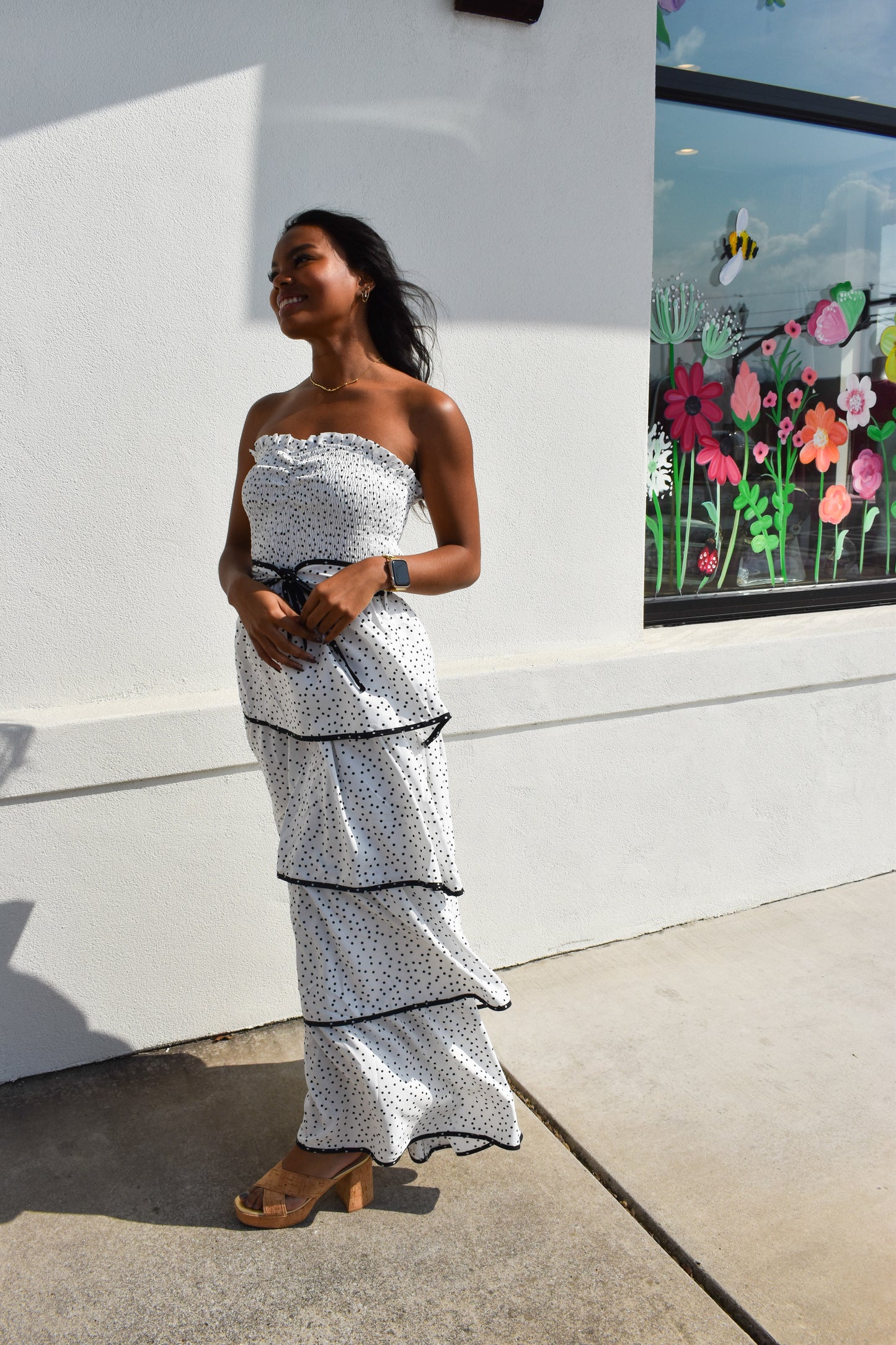 Ellie Polka Dot Strapless Maxi Dress