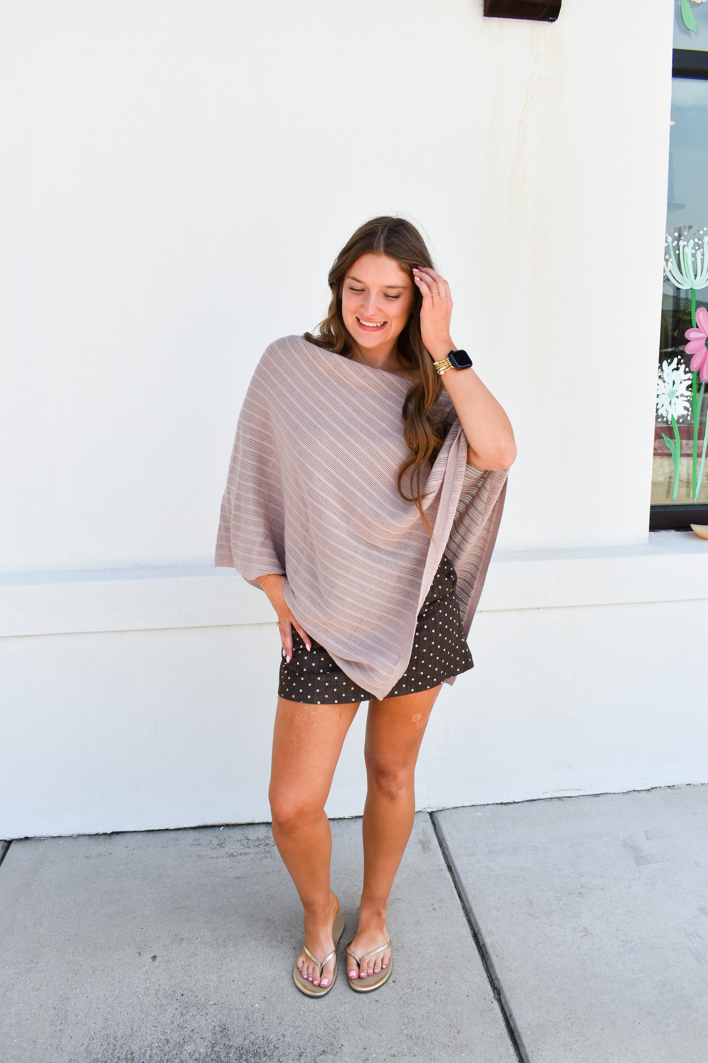 Lilia Asymmetrical Knit Poncho Top