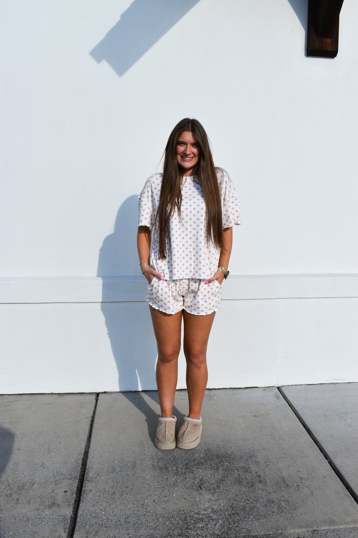 Pumpkin Autumn Fall Pajama Shorts