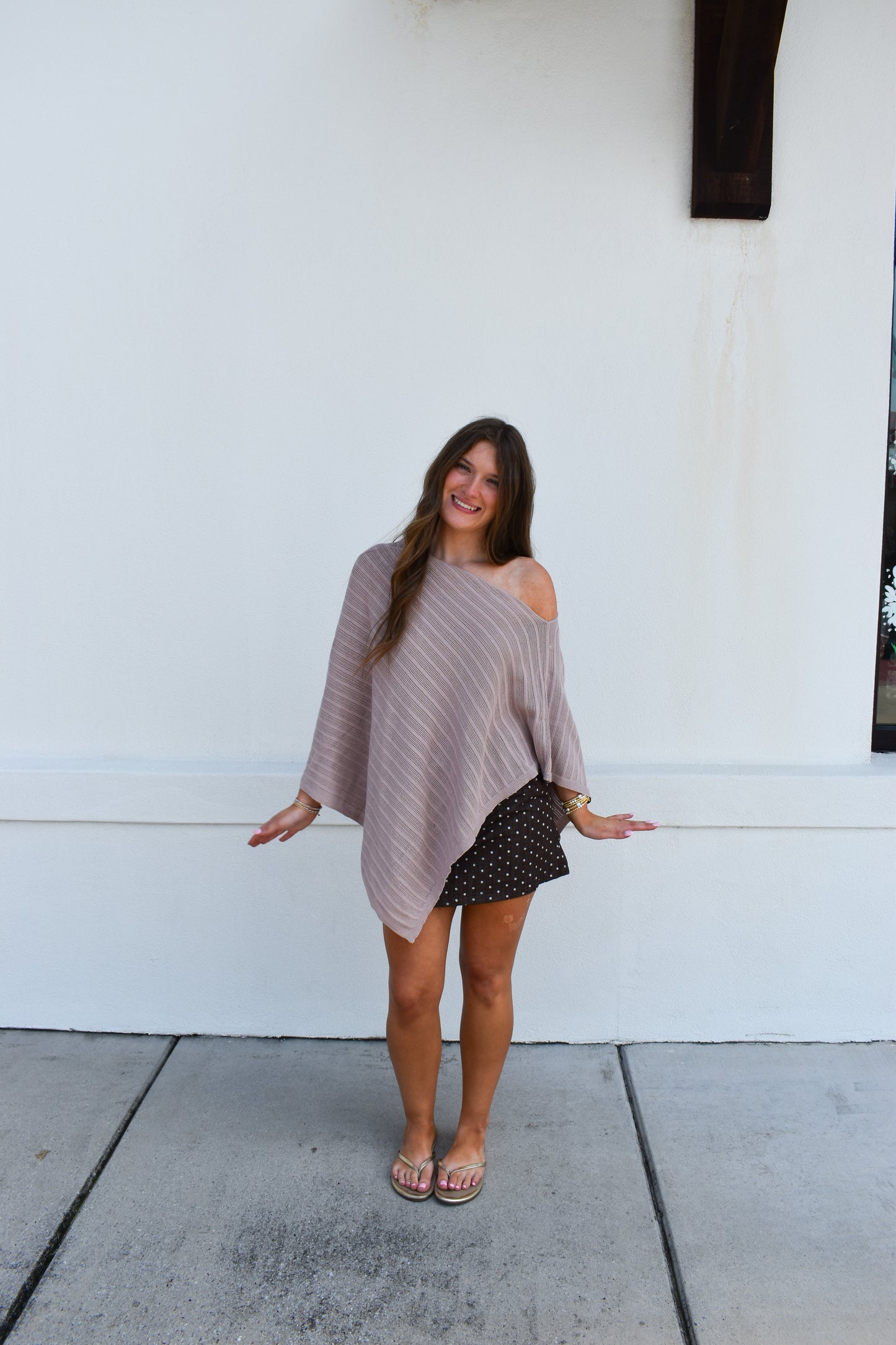 Lilia Asymmetrical Knit Poncho Top