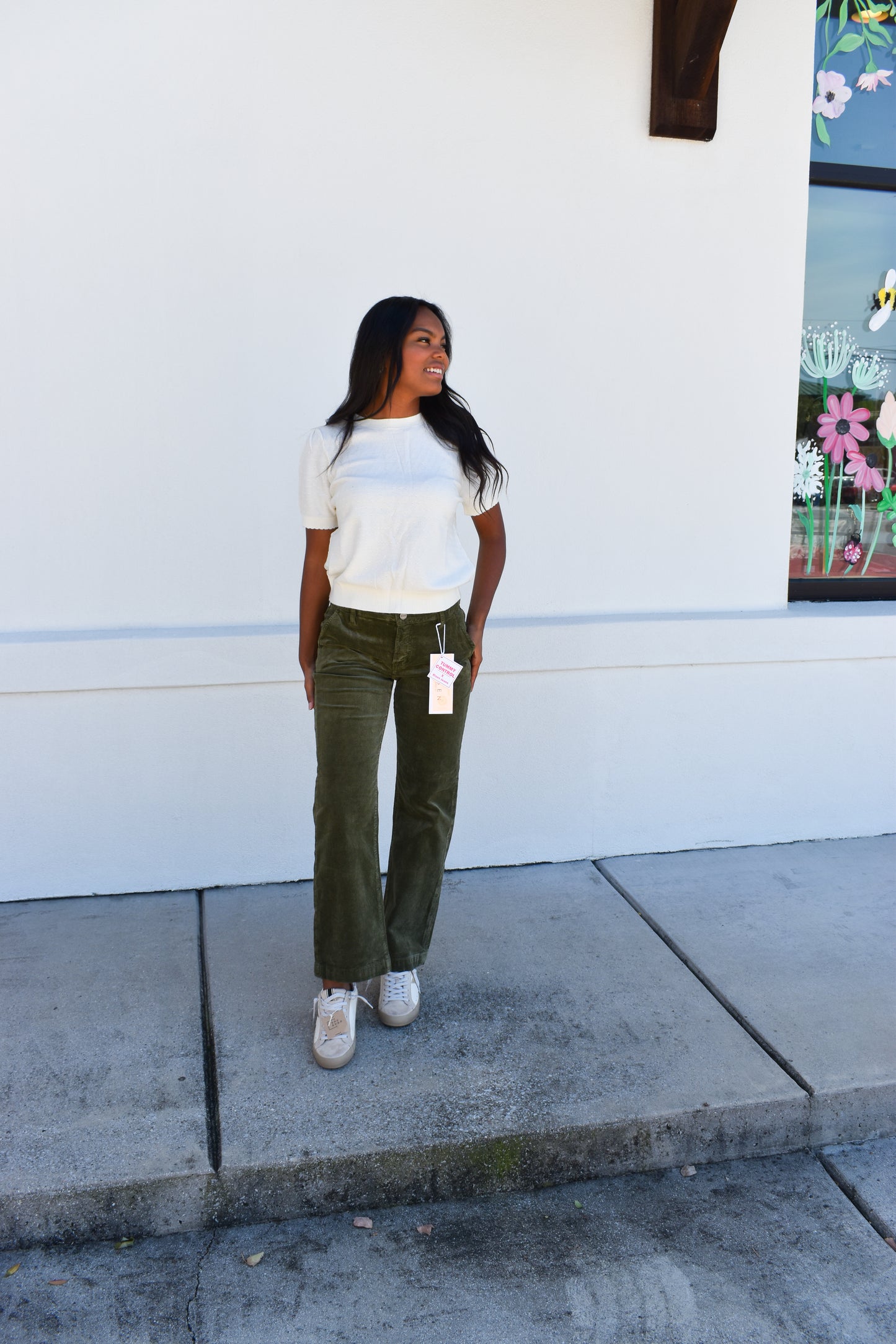 Starburst Pointelle Puff Sleeve Sweater
