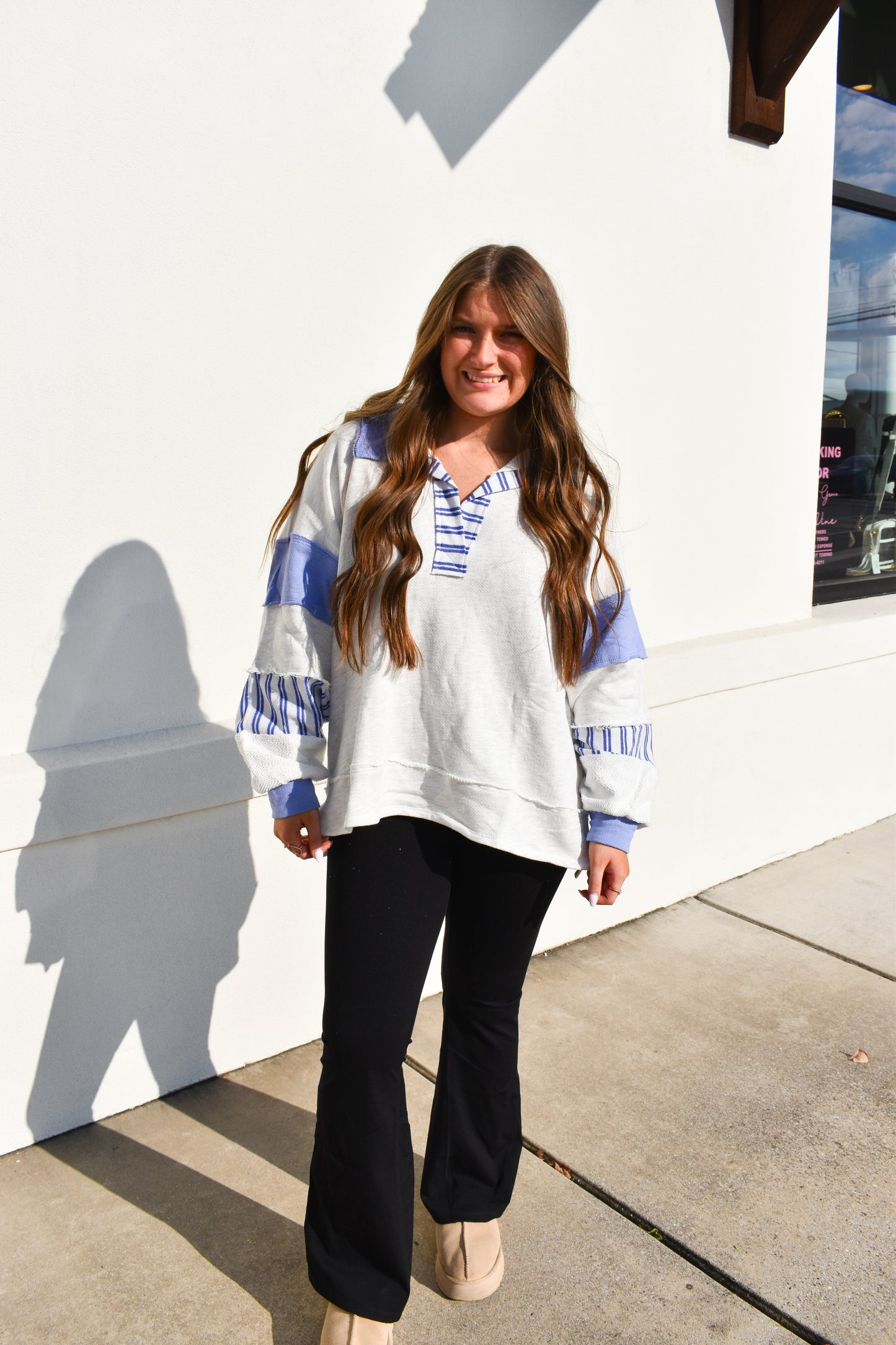 Terry Knit Collared Top