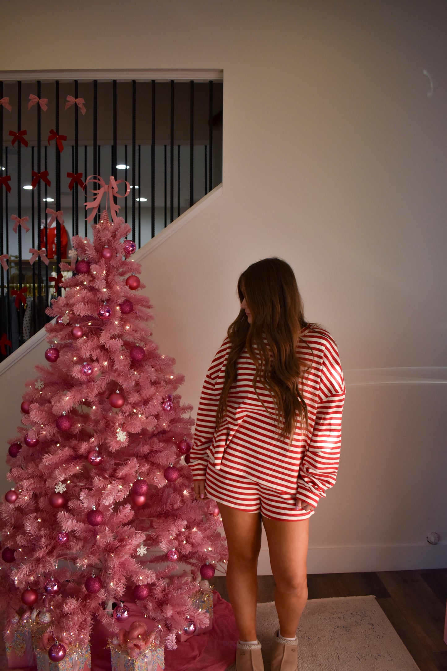 Lounge Stripe Shorts: Red