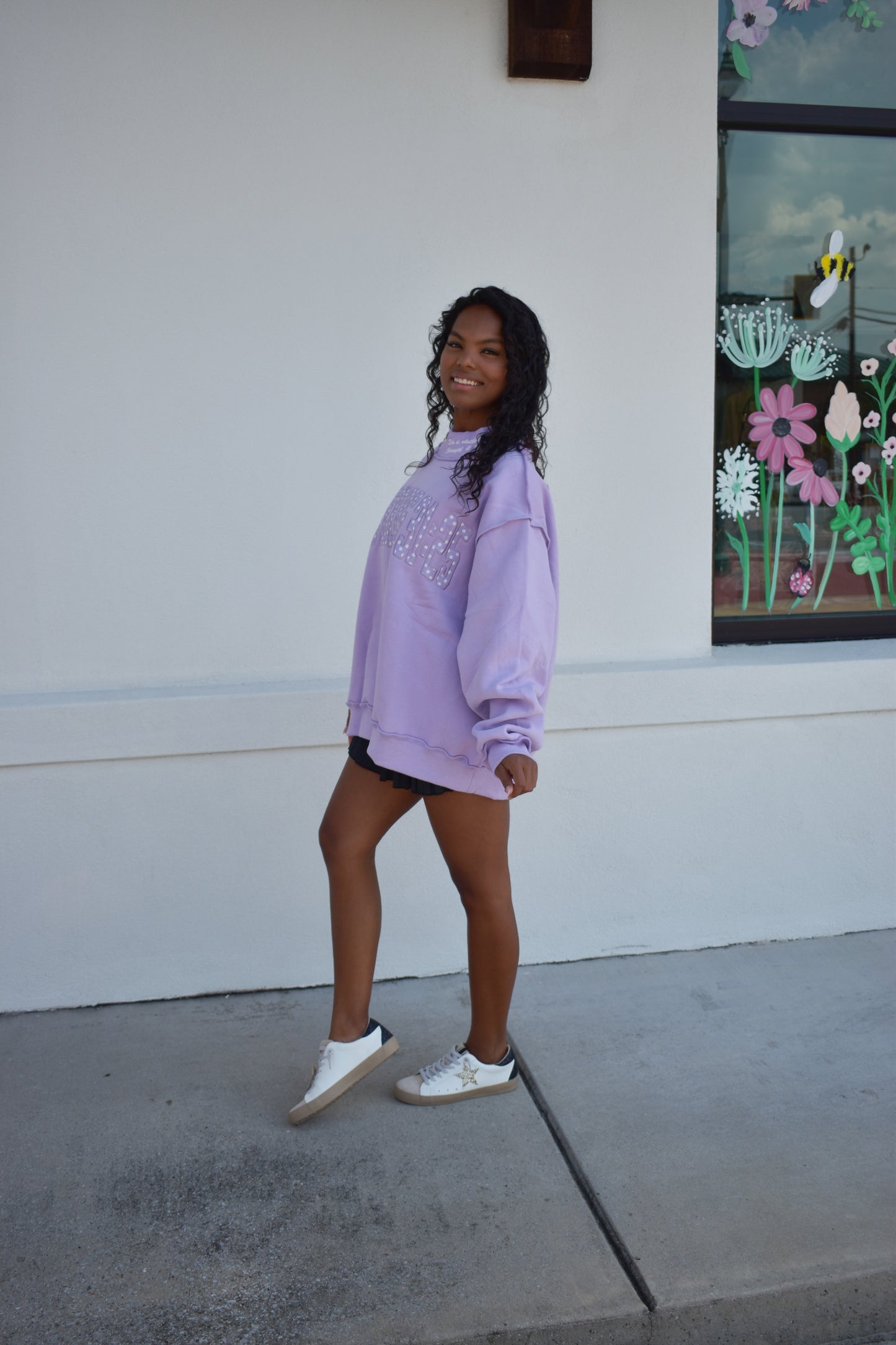 'PROVERBS 31:25' Script Collar Mockneck: Lavender