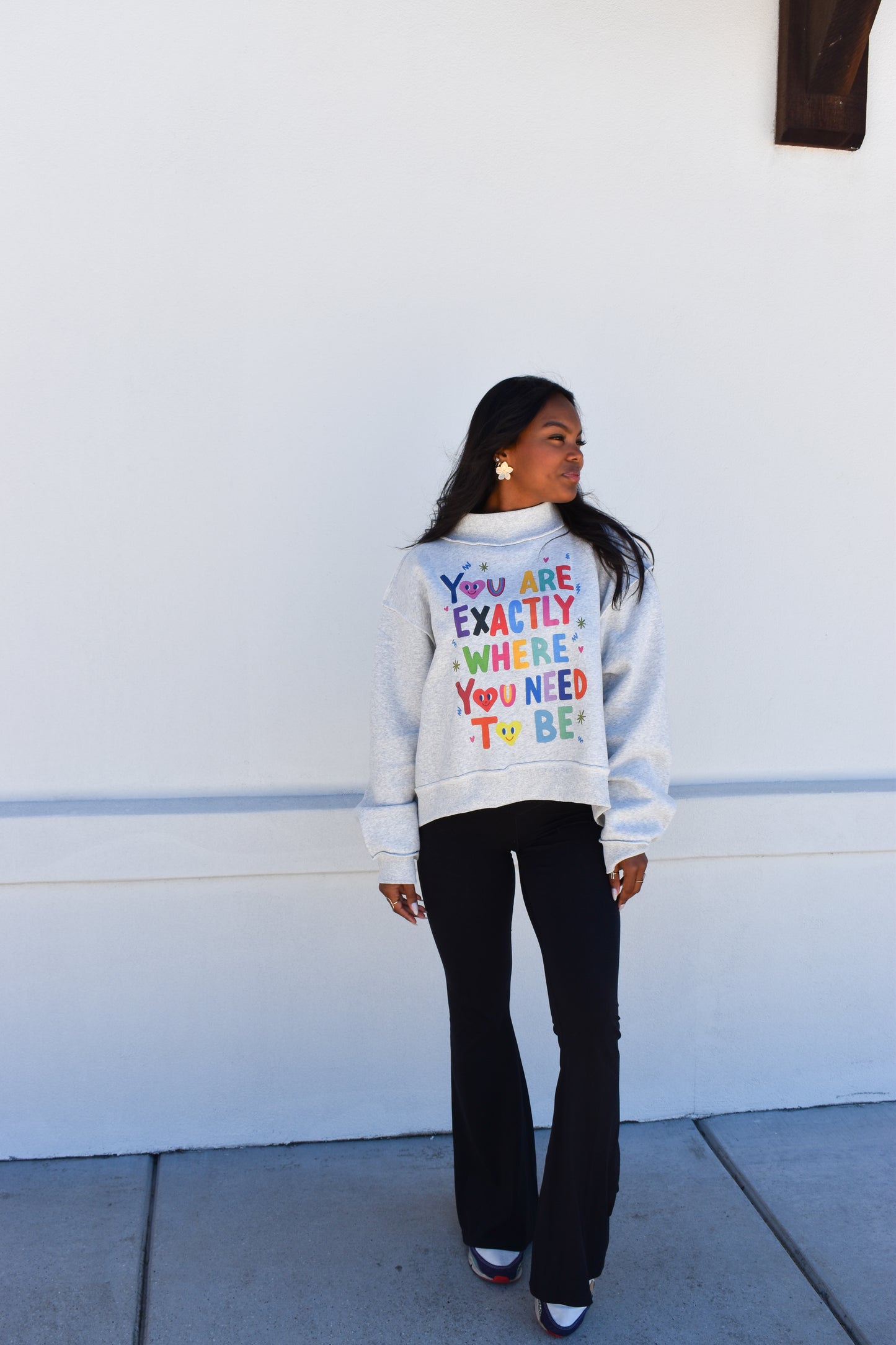 Fun Graphic Reversible Crop Mockneck