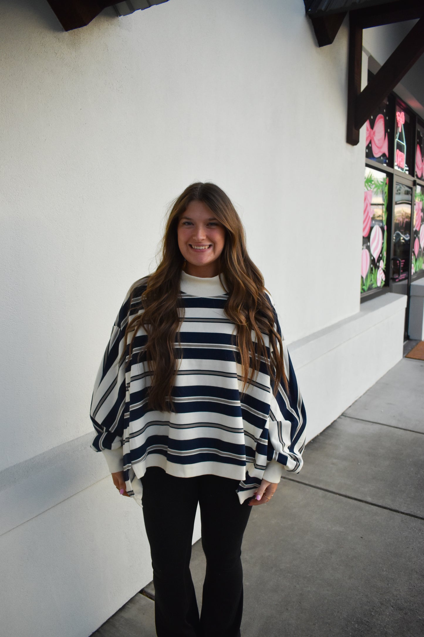 Striped Oversized Mockneck