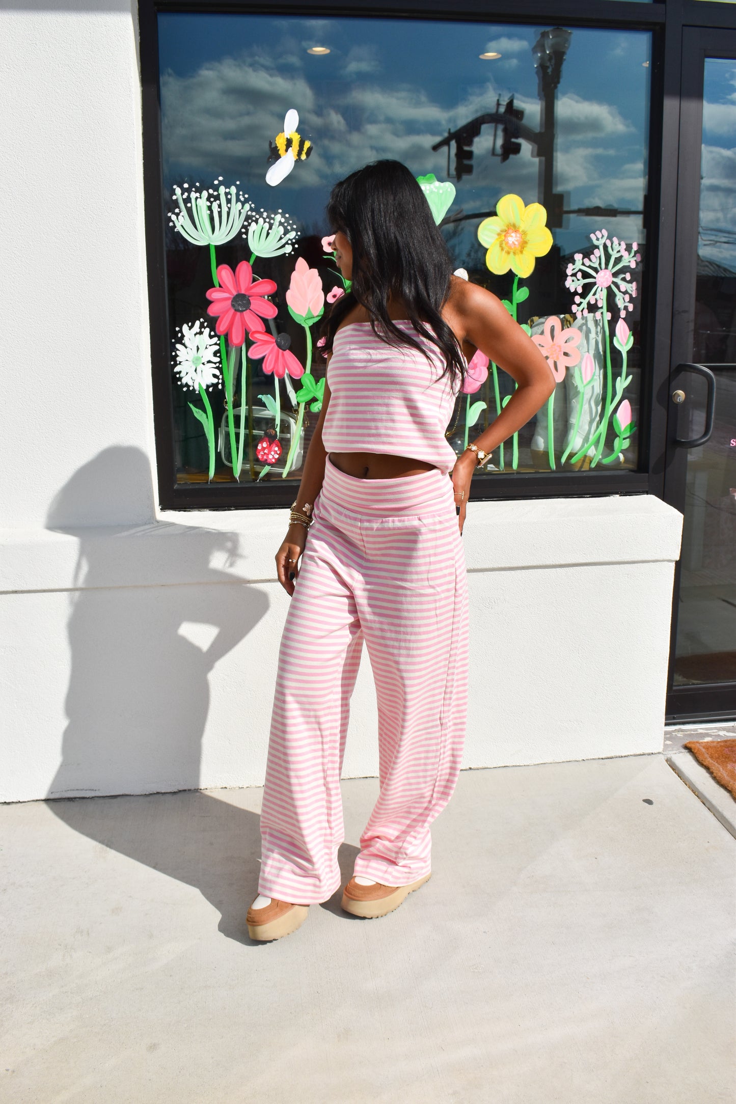 Pink Love Stripe Bandeau Top