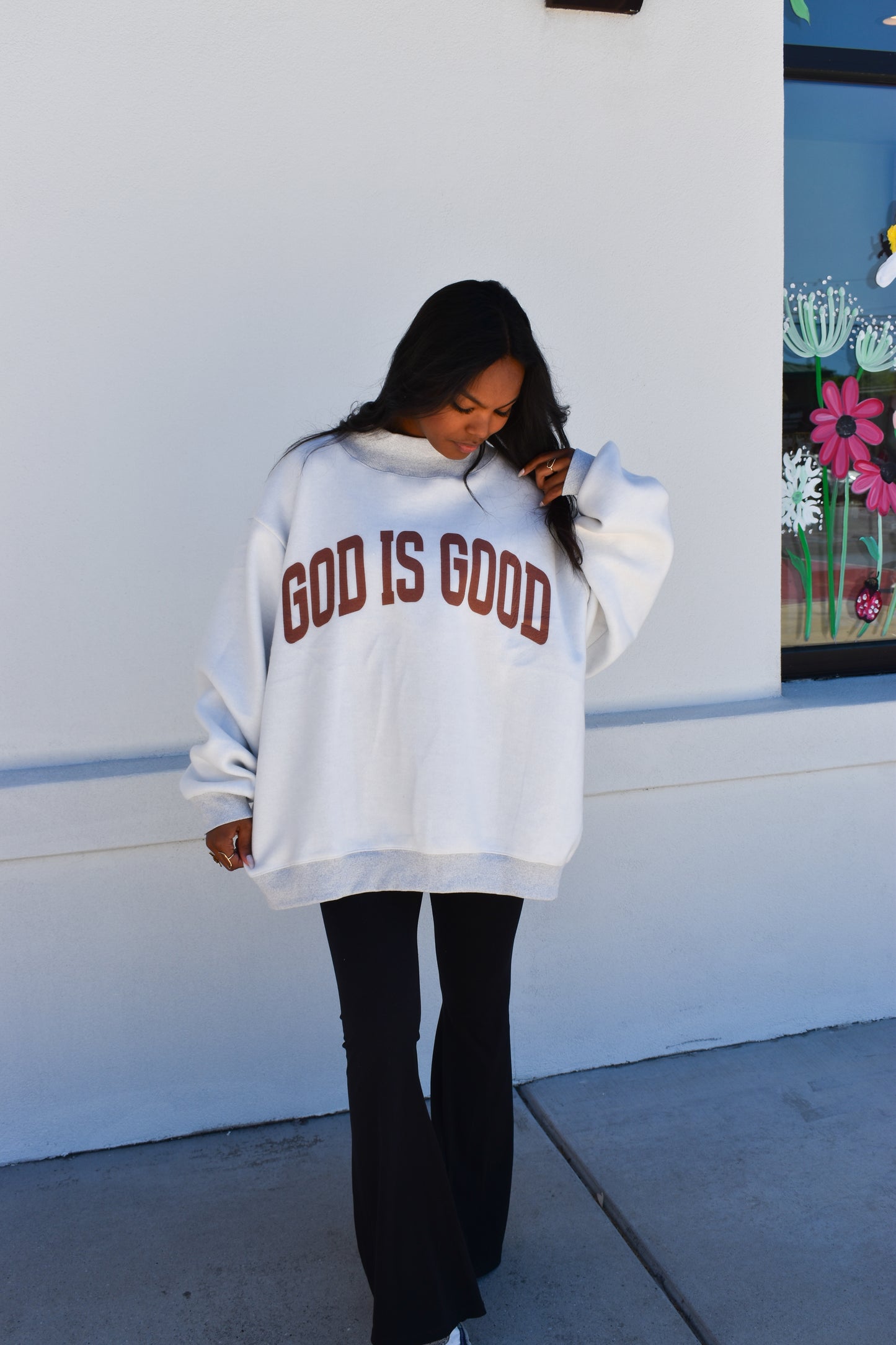 'JESUS & GOD IS GOOD' Reversible Mockneck: Pink