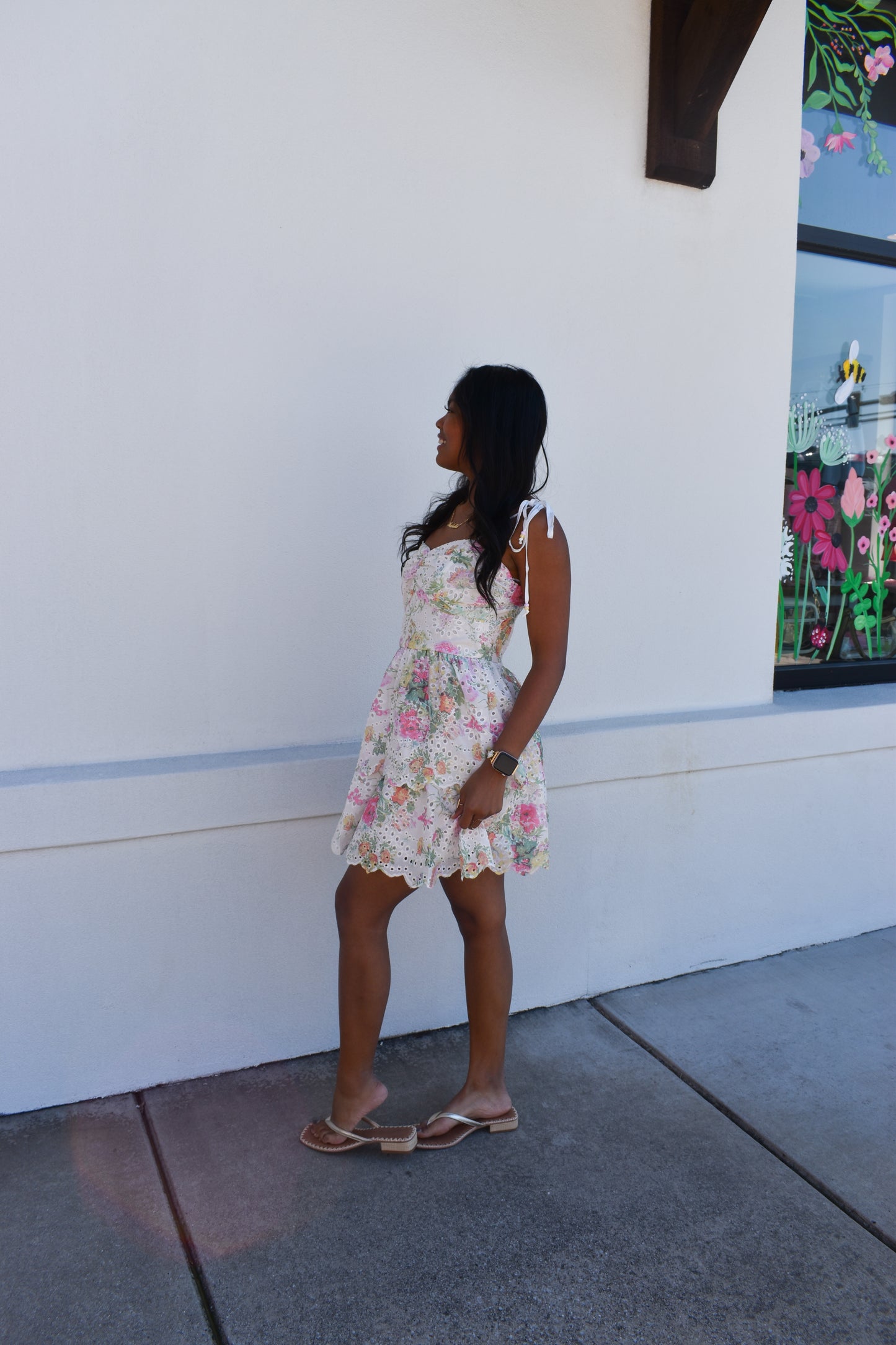 Elin Eyelet Tiered Mini Dress