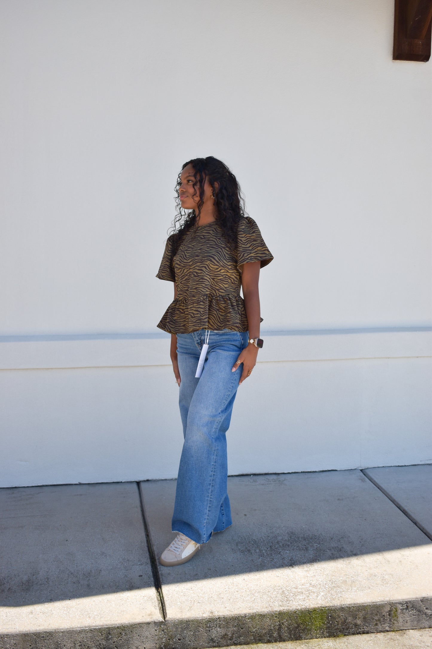 Zebra Social Peplum Top