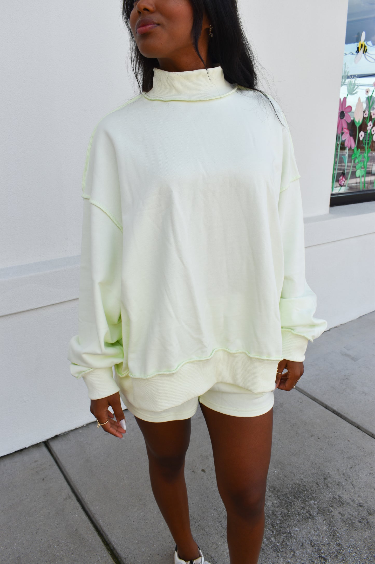 Soft Knit Drop Shoulder Mock Neck