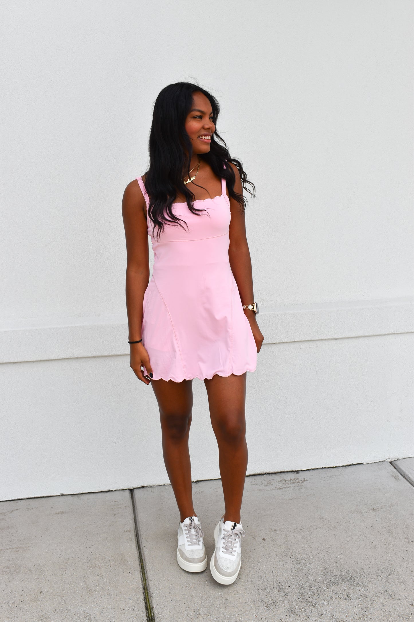 Scallop Athletic Dress: Pink