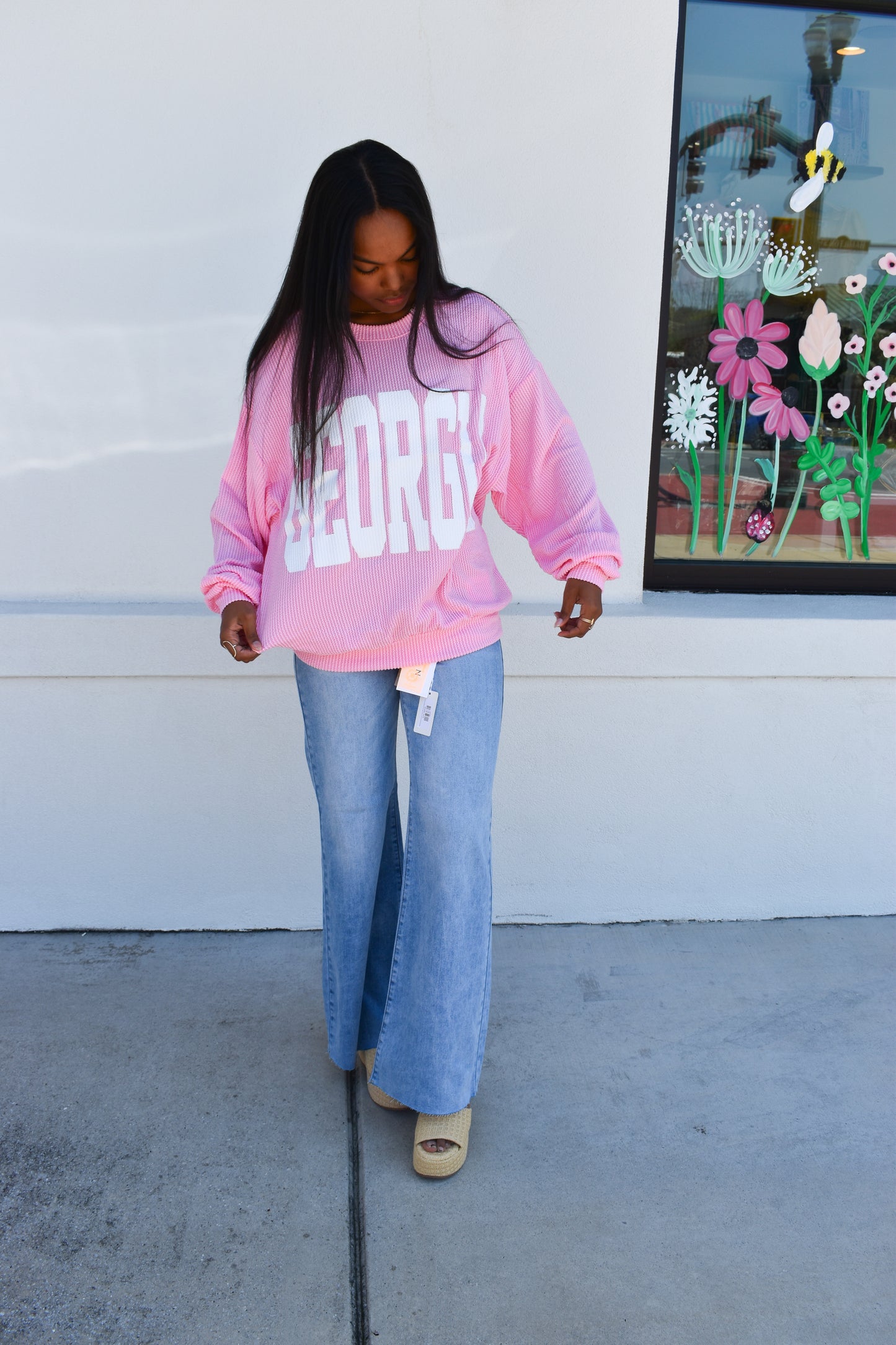 Pink Ribbed Georgia Sweatshirt