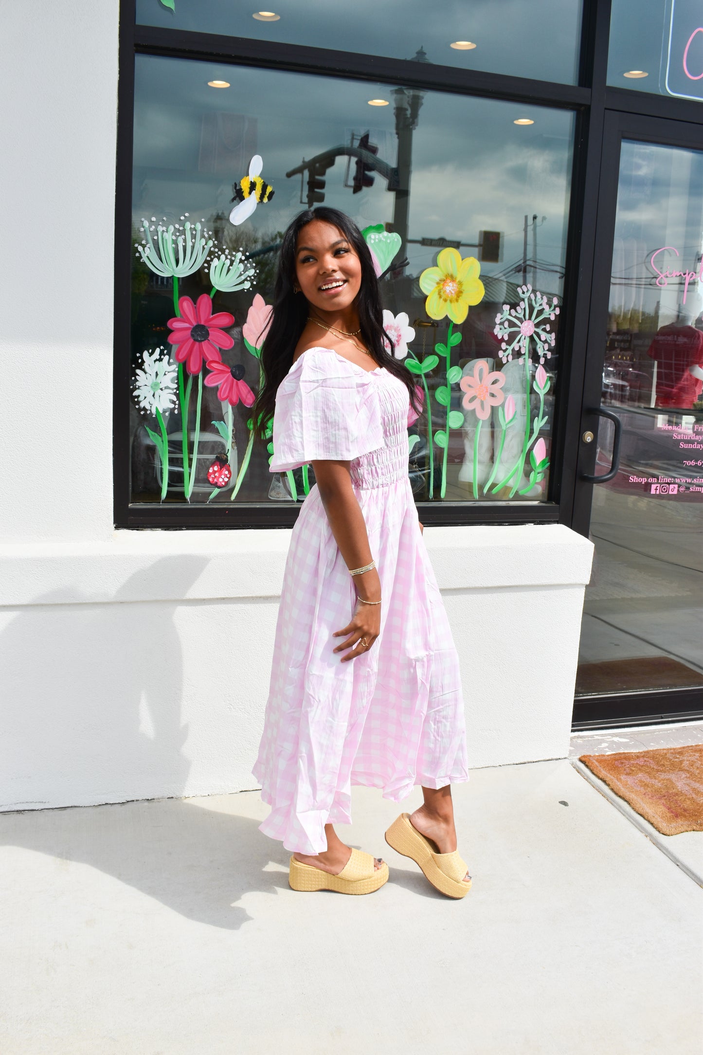 Pretty in Pink Gingham Maxi Dress