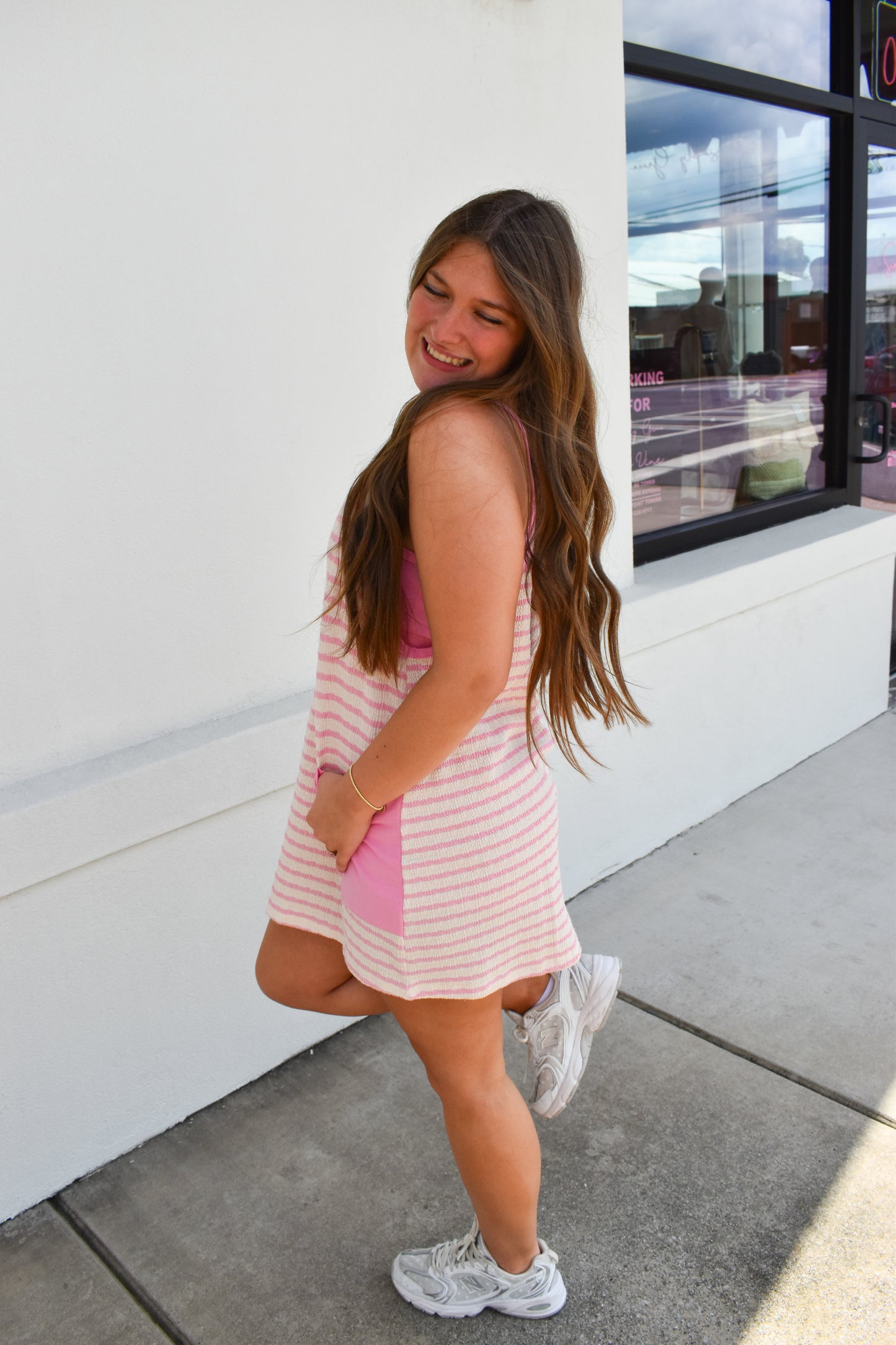 Sally Stripe Dress w/ Built in Romper Lining