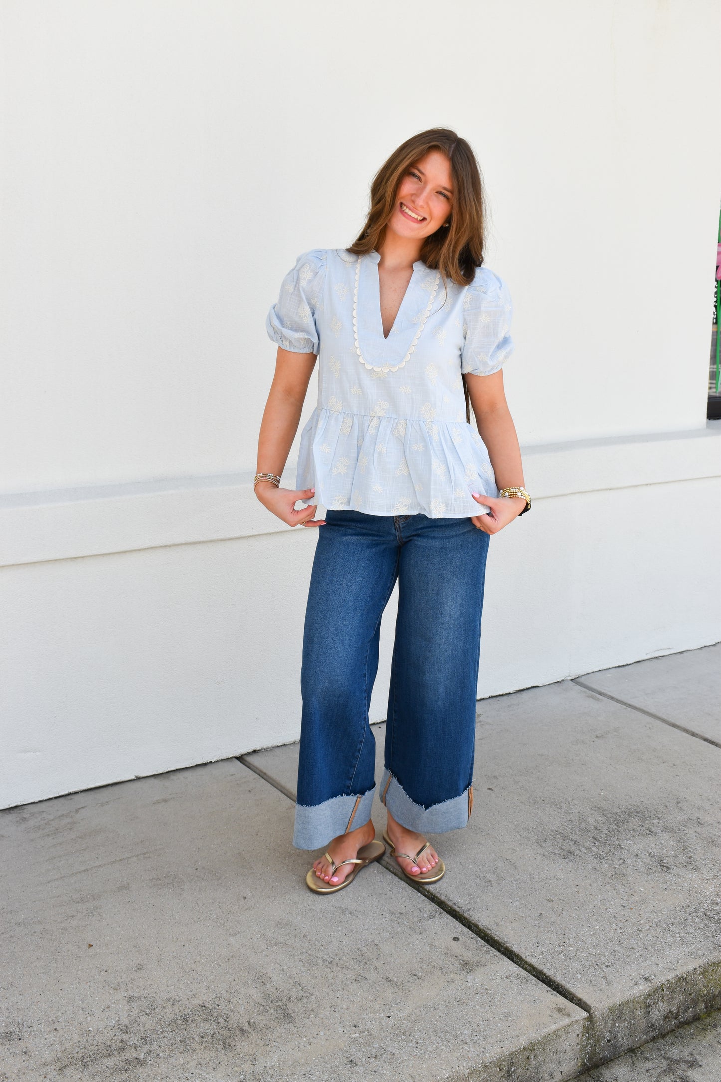 Eloise Peplum Puff Sleeve Top