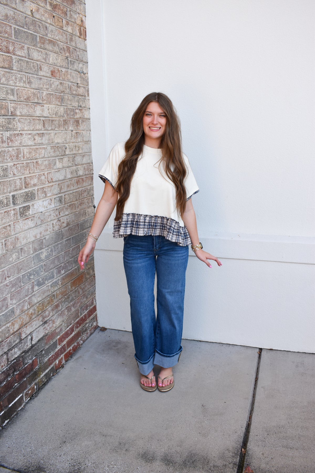 Hadley Plaid Trim Top