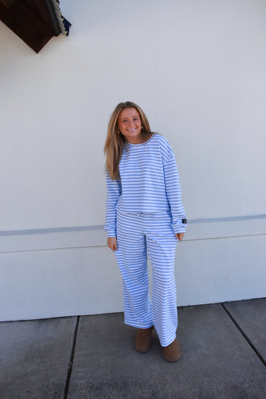 Lounge Stripe Top: Light Blue