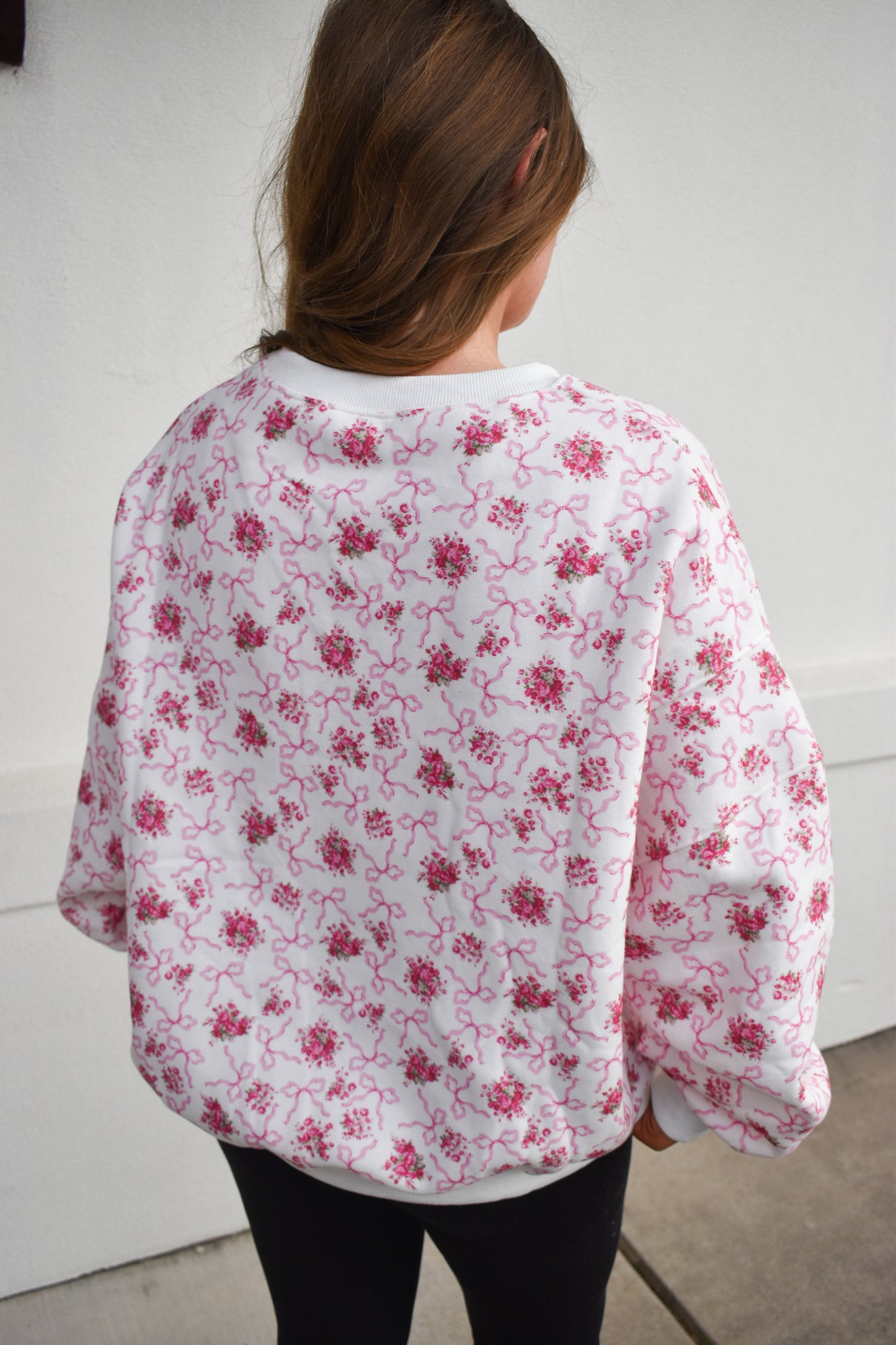 Floral Print Fleece Crew Neck