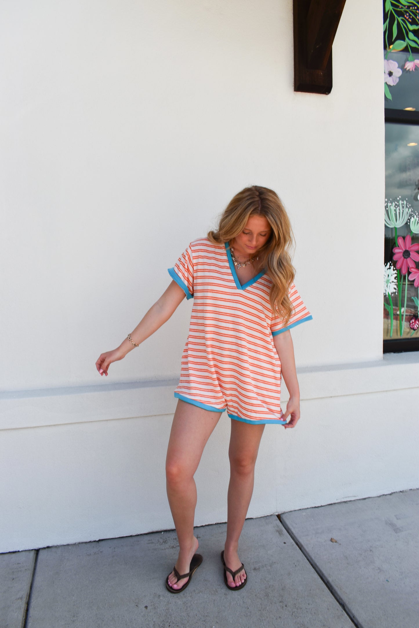 Striped Terry Knit Romper