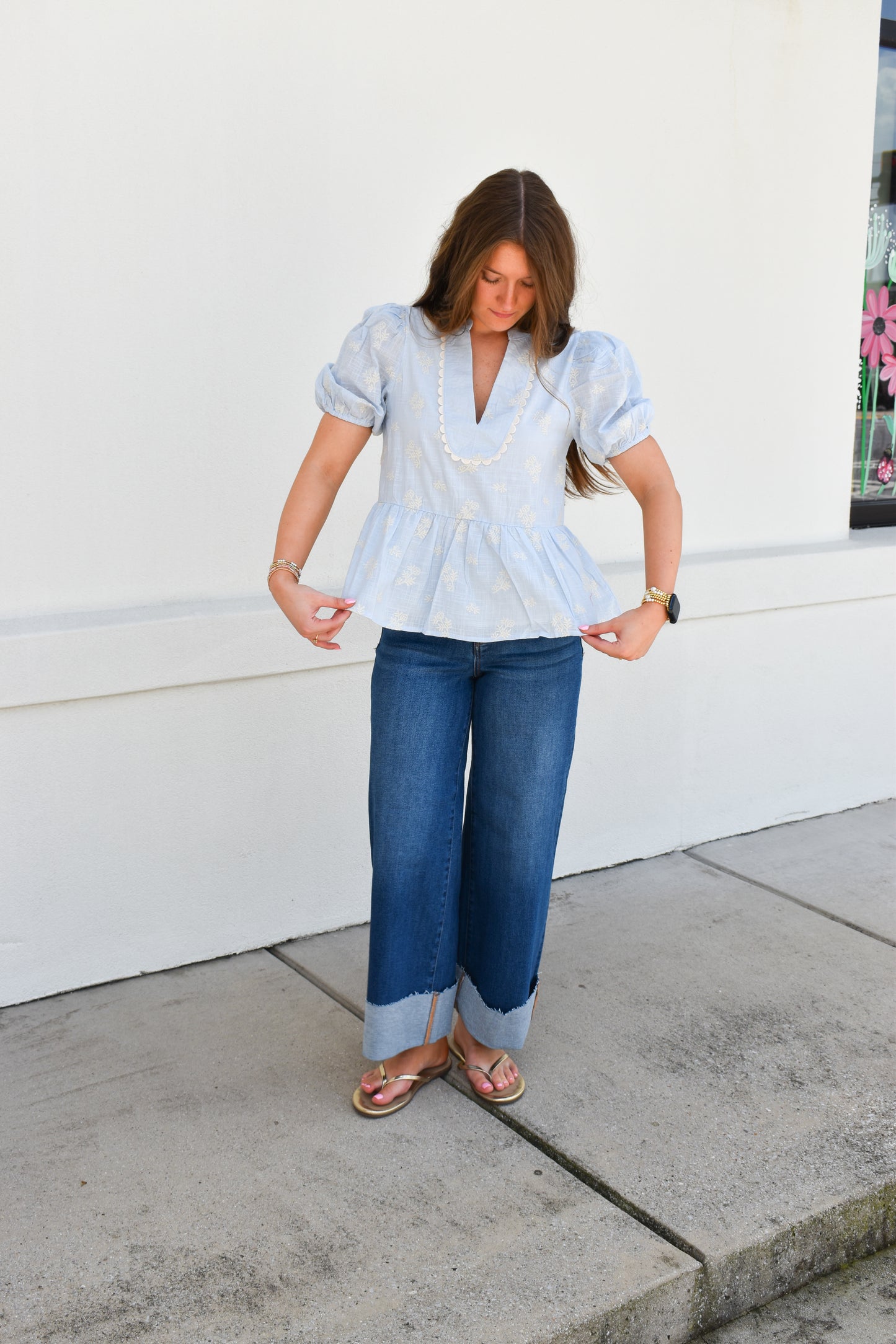 Eloise Peplum Puff Sleeve Top