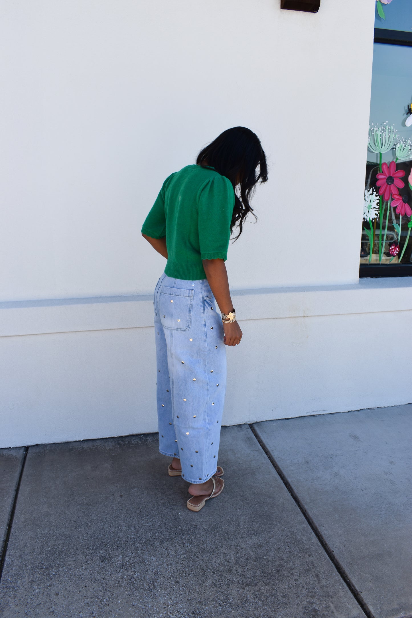 Green Button Short Sleeve Cardigan