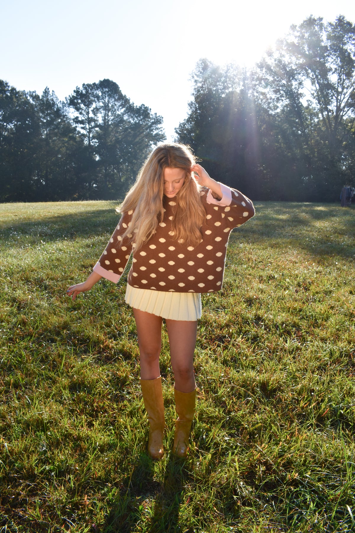 Pink & Cocoa Polka Dot Sweater