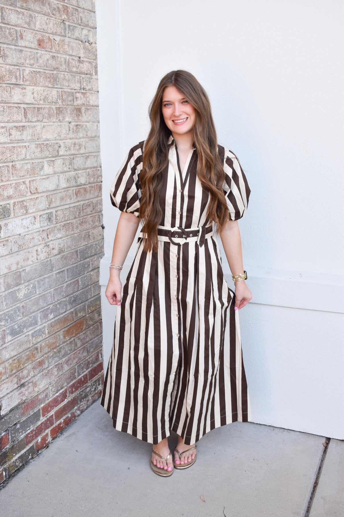 Cora Belted Stripe Maxi Dress