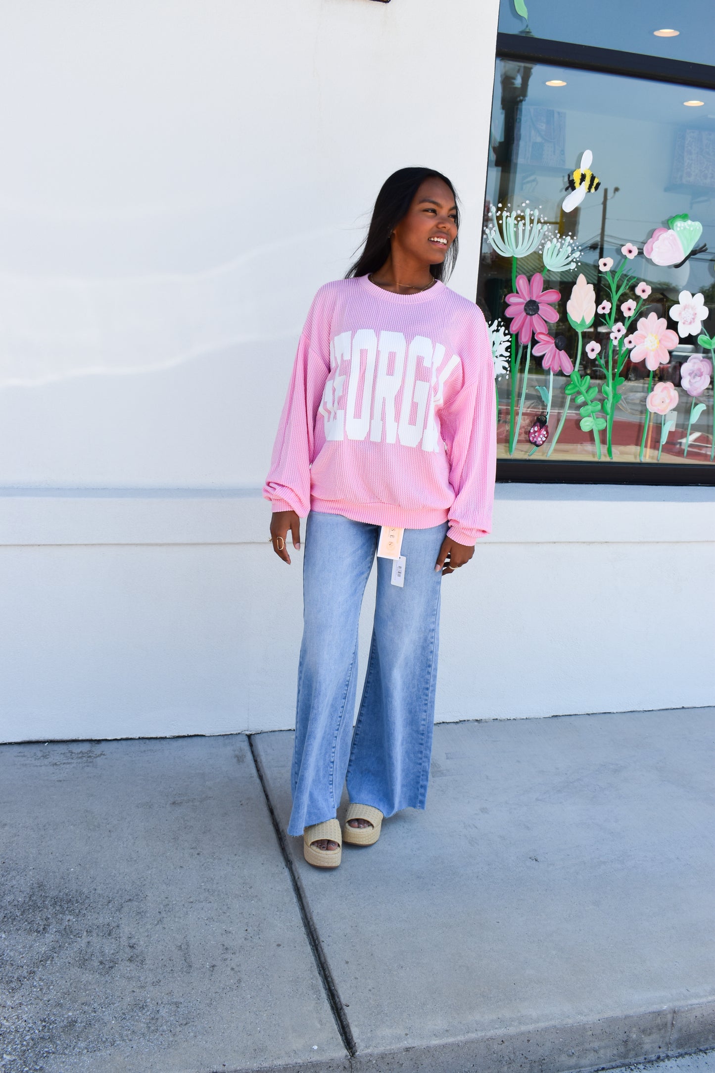 Pink Ribbed Georgia Sweatshirt