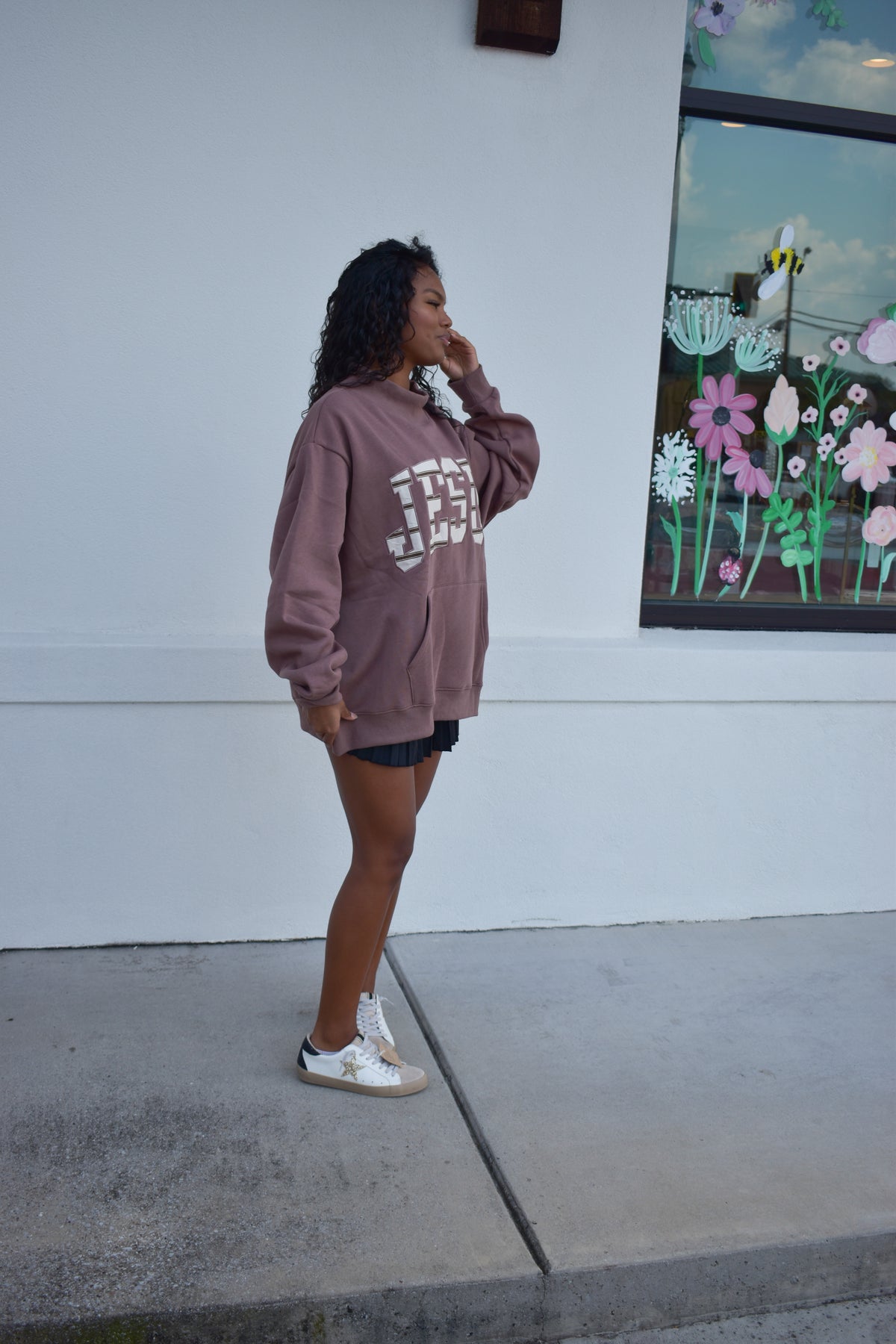 JESUS Oversized MockNeck Sweatshirt