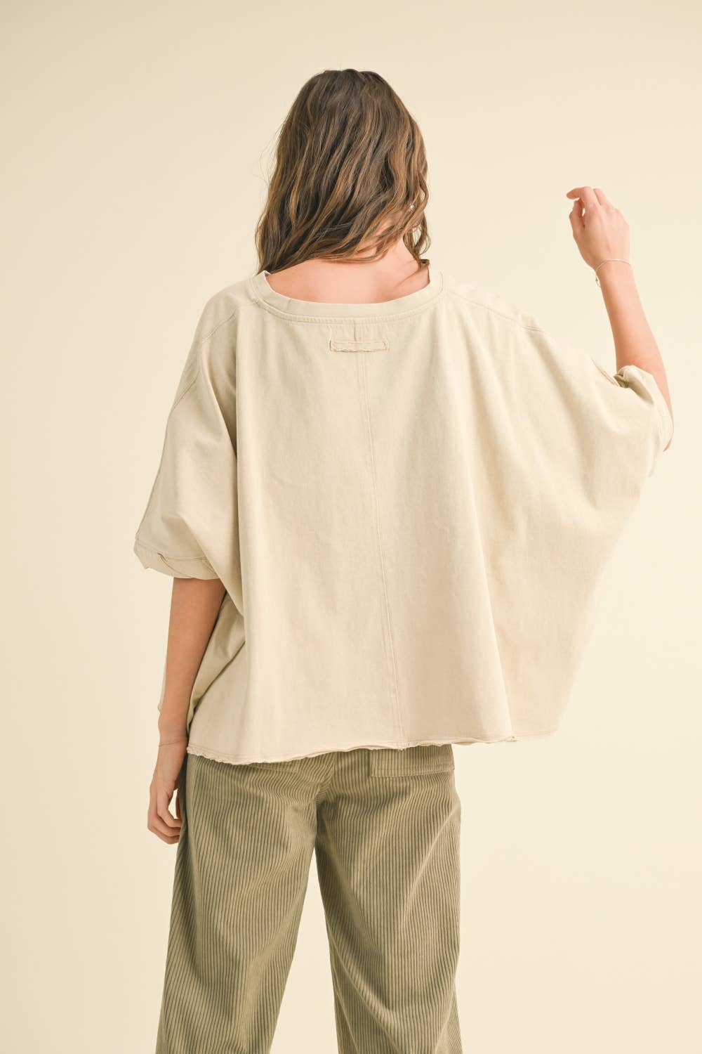 Oversized Beige Wash Top