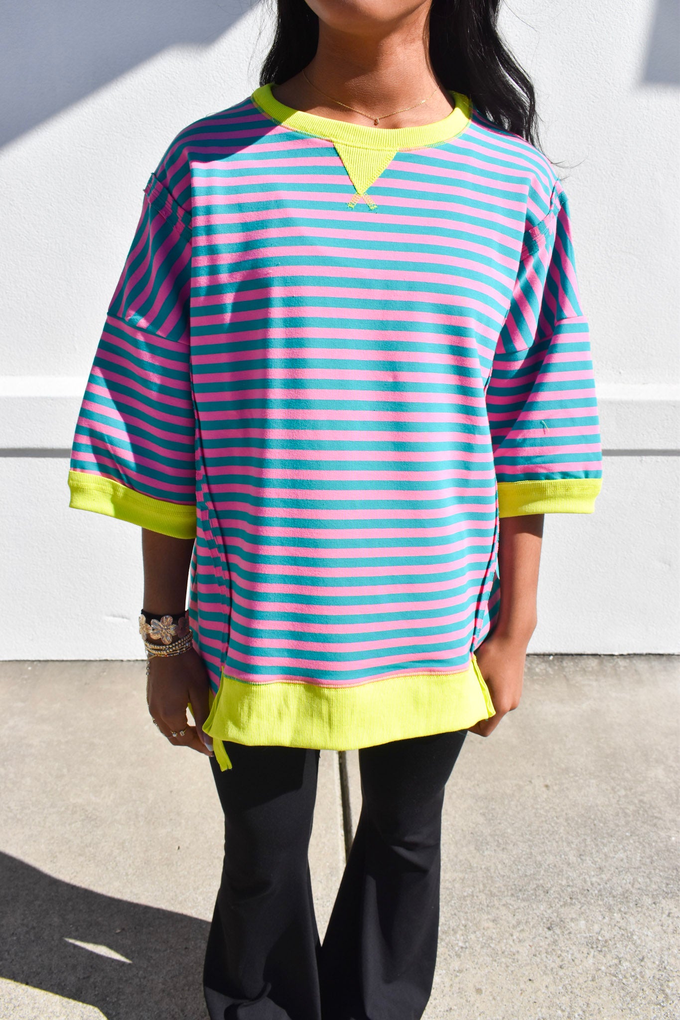 Seafoam/Pink Stripe Tee