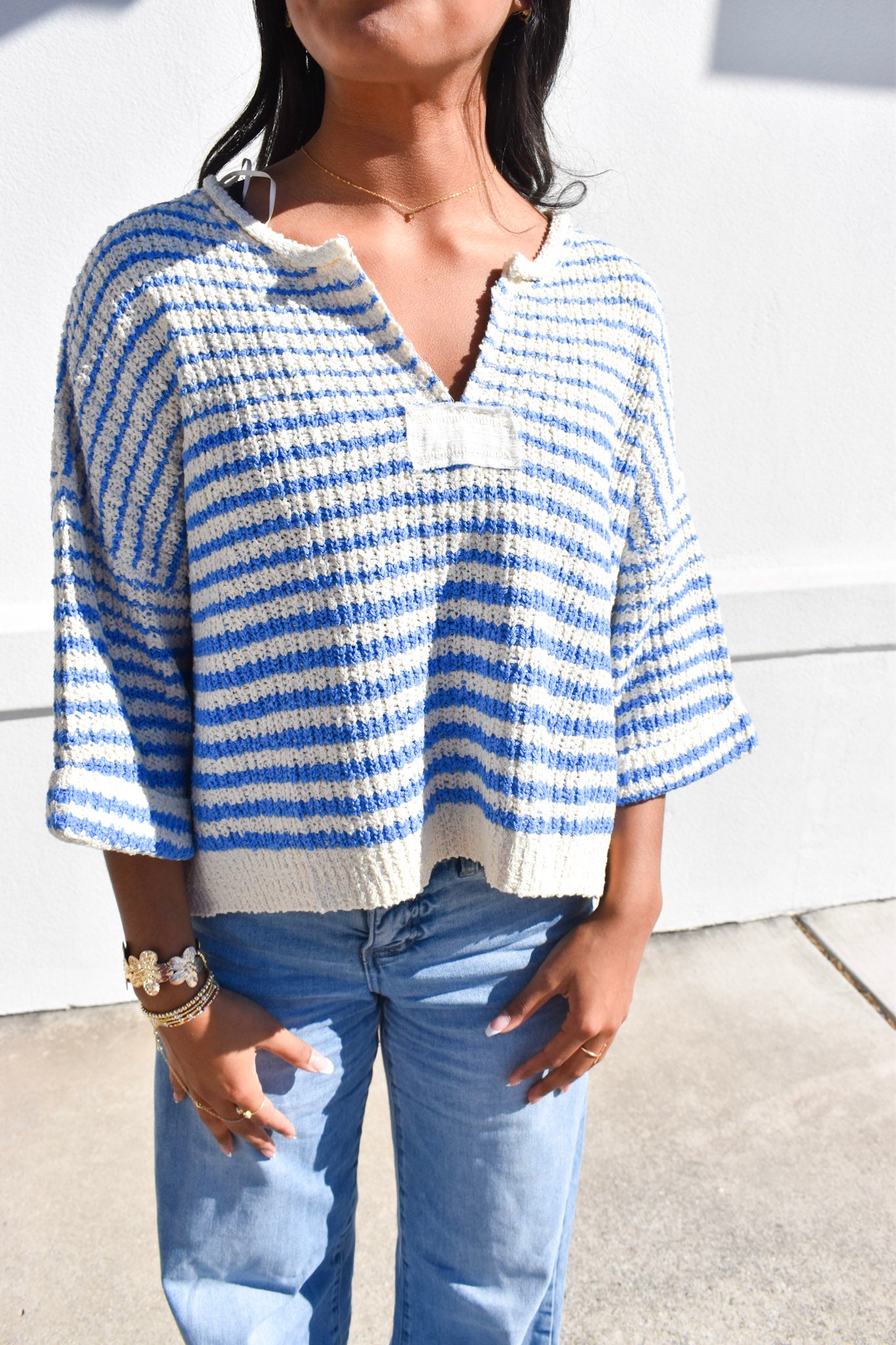 Ecru Stripe Knit Top
