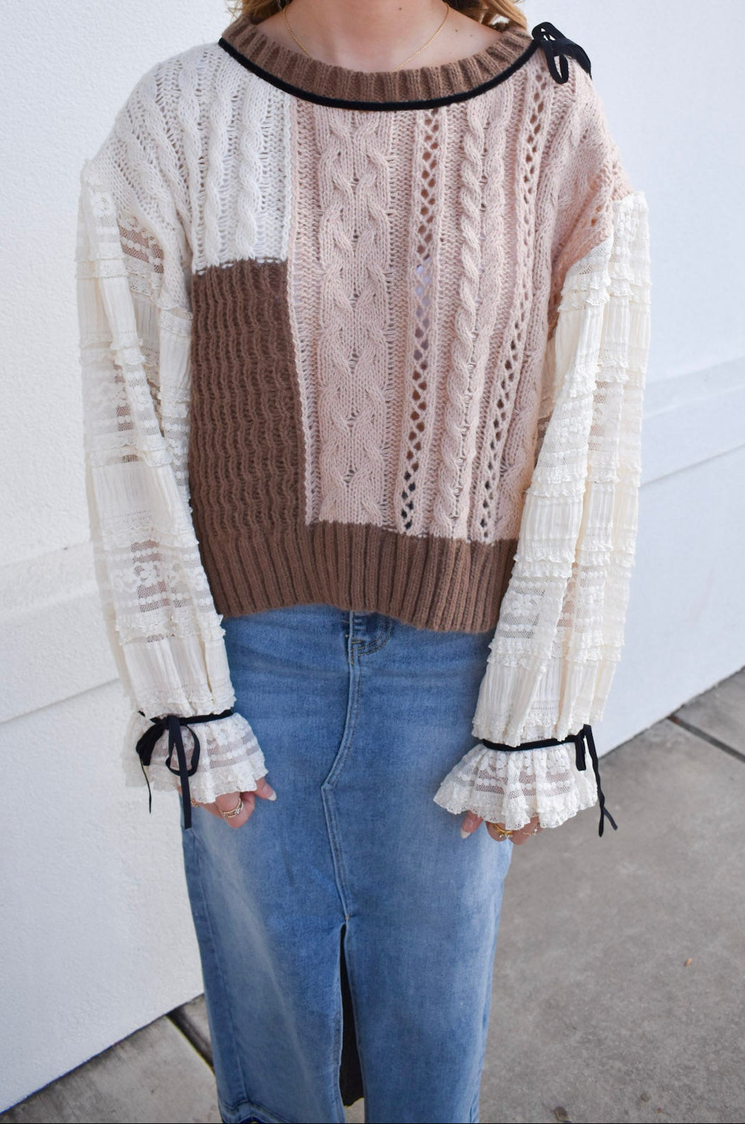 Lace Cable Twofer Sweater