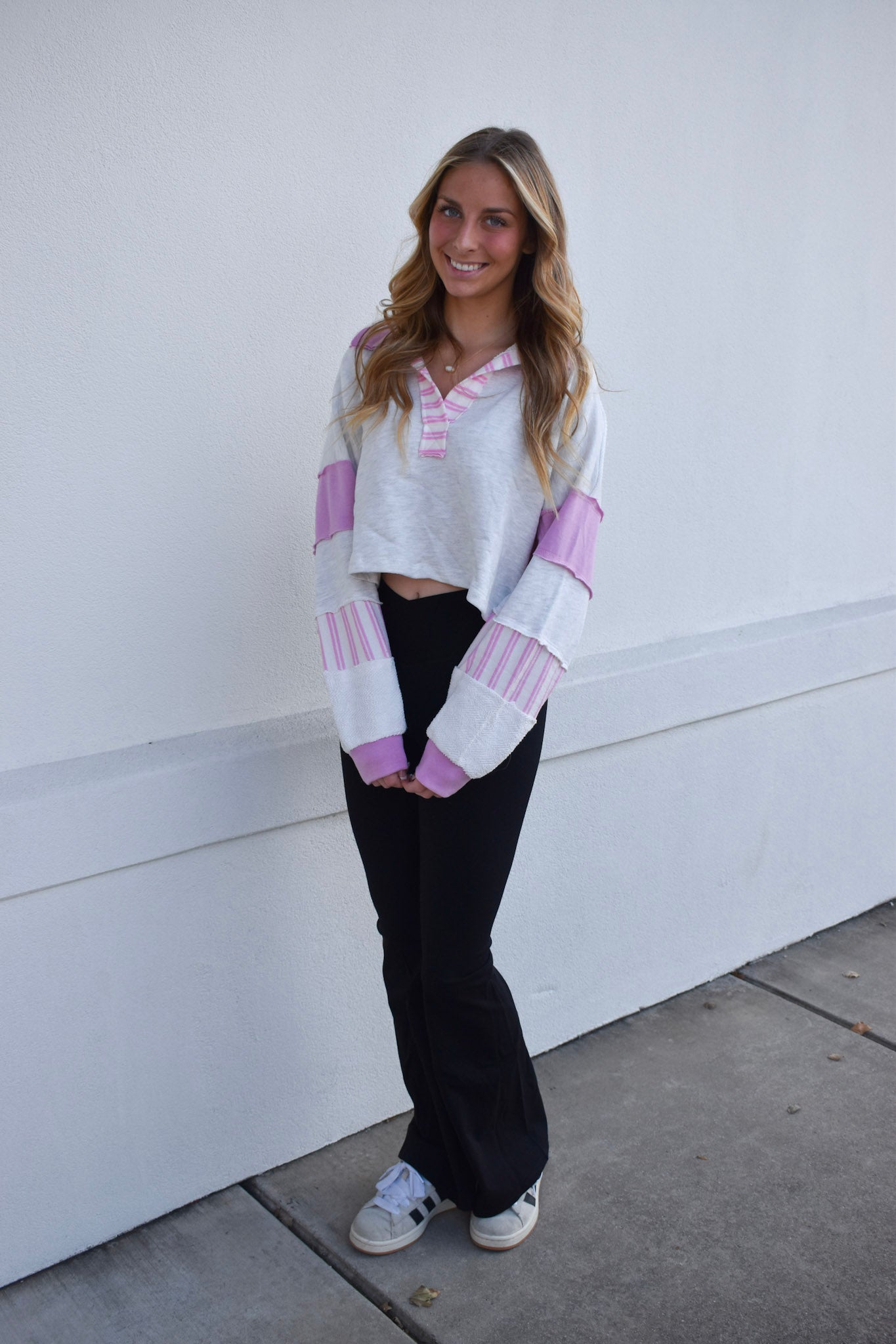 Terry Color Block Crop Top