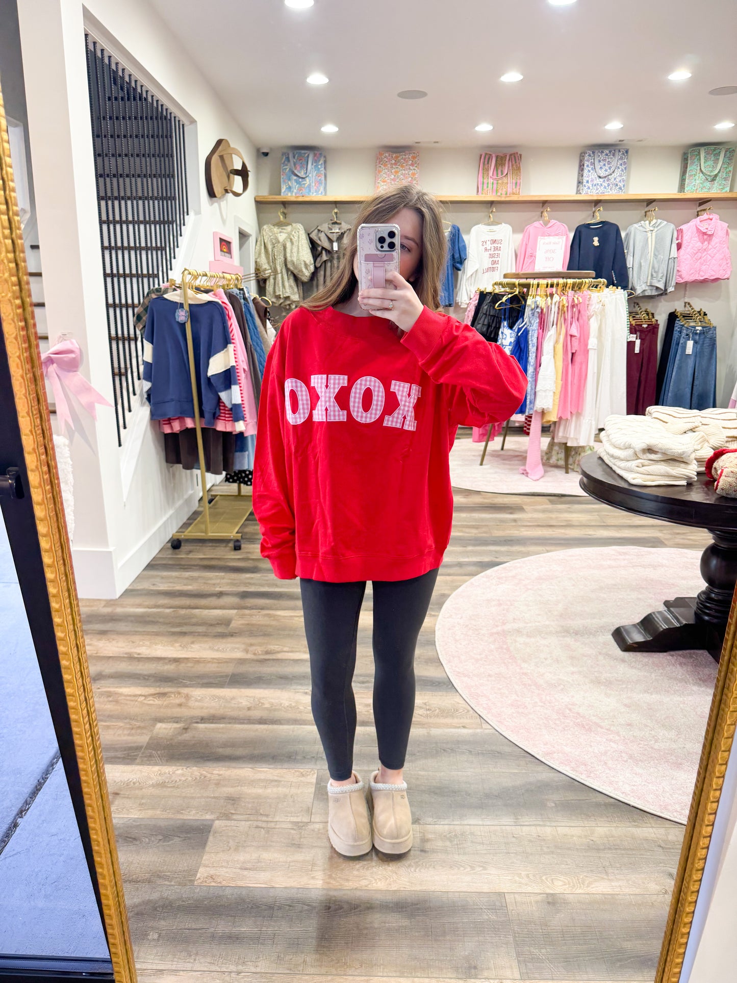 XOXO Gingham Mockneck