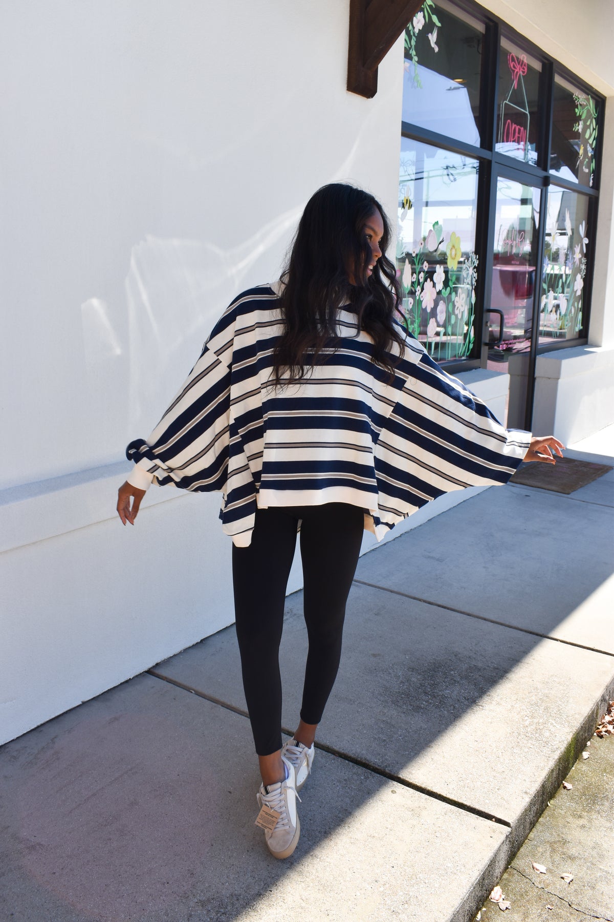 Striped Oversized Crewneck Top