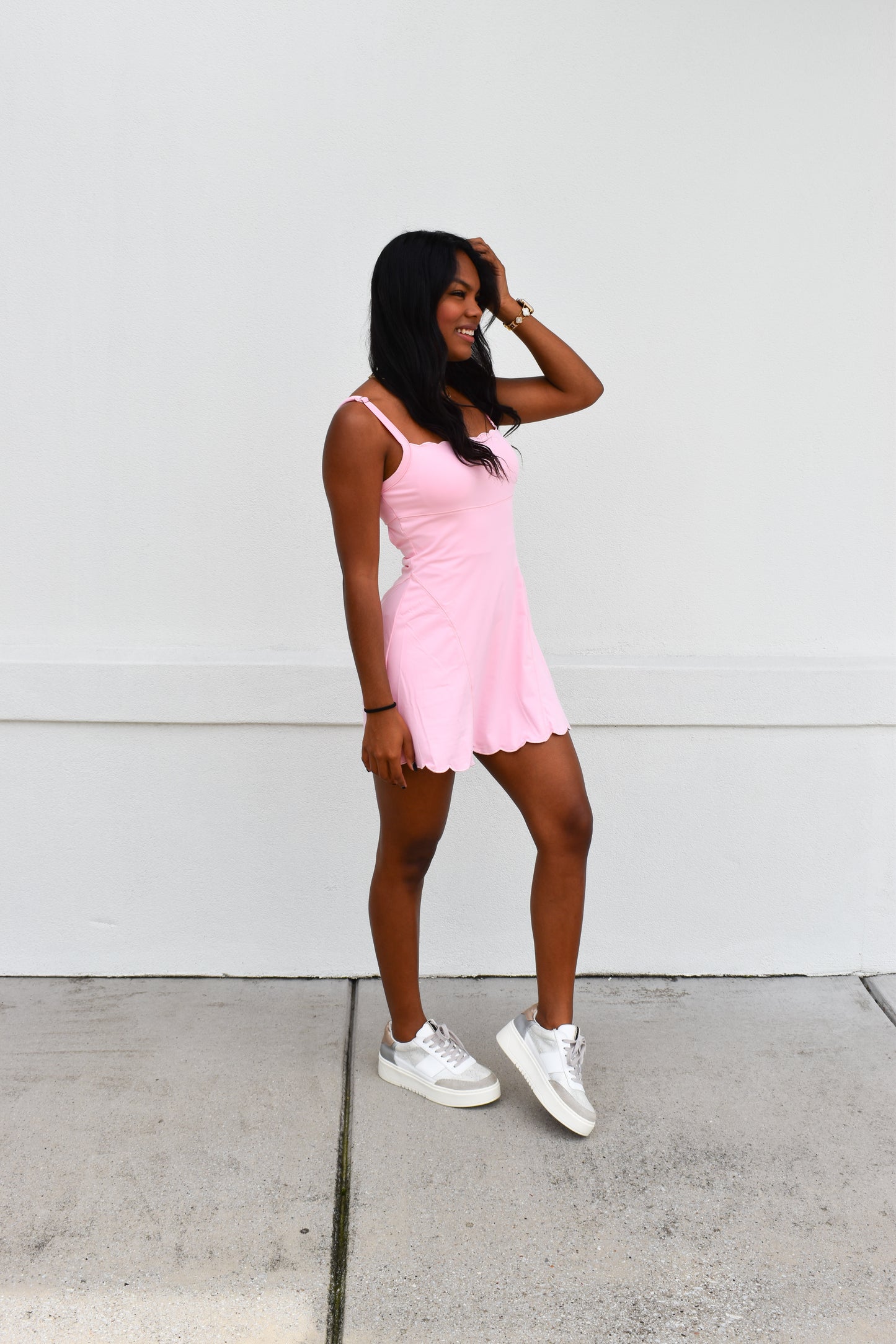 Scallop Athletic Dress: Pink
