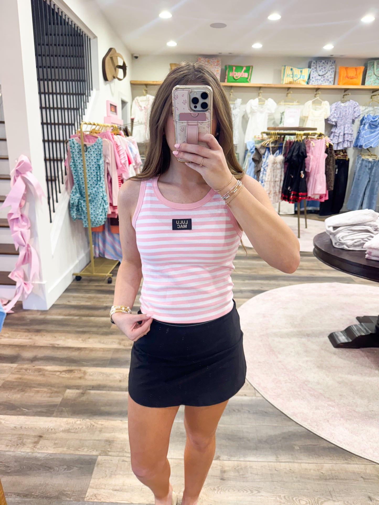 Lulu Mac Stripe Tank Top: Pink