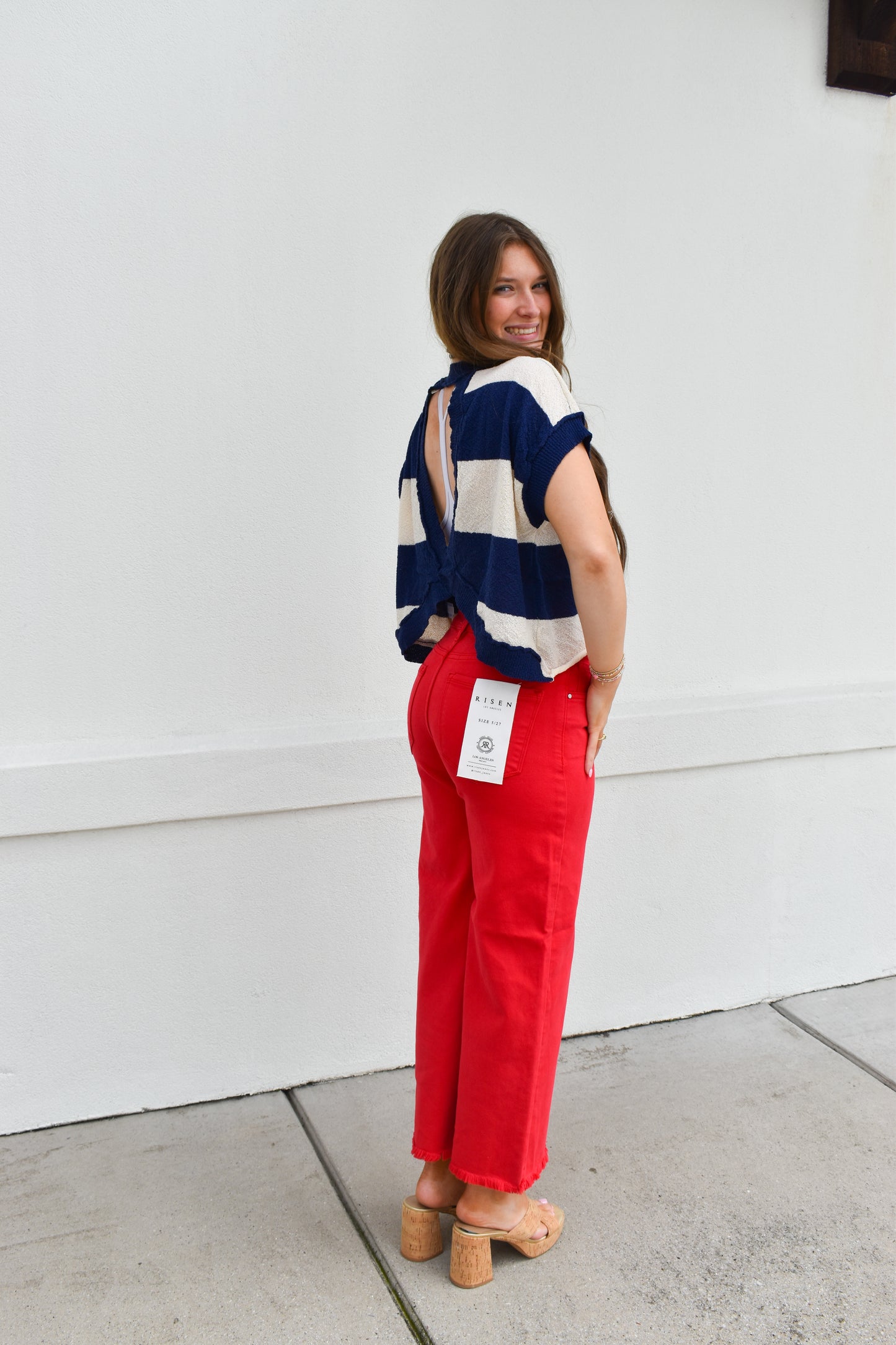 Open Back Stripe Sweater