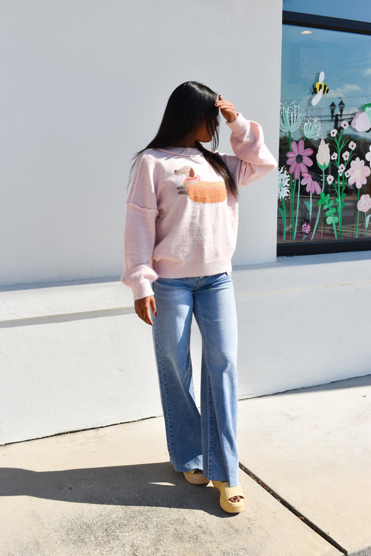 Pink Weiner Dog Sweater
